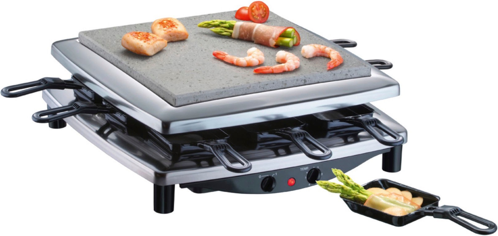 Steba Raclette »RC 3 plus chrom« 8 Stk. Raclettepfännchen 1.450 W günstig online kaufen