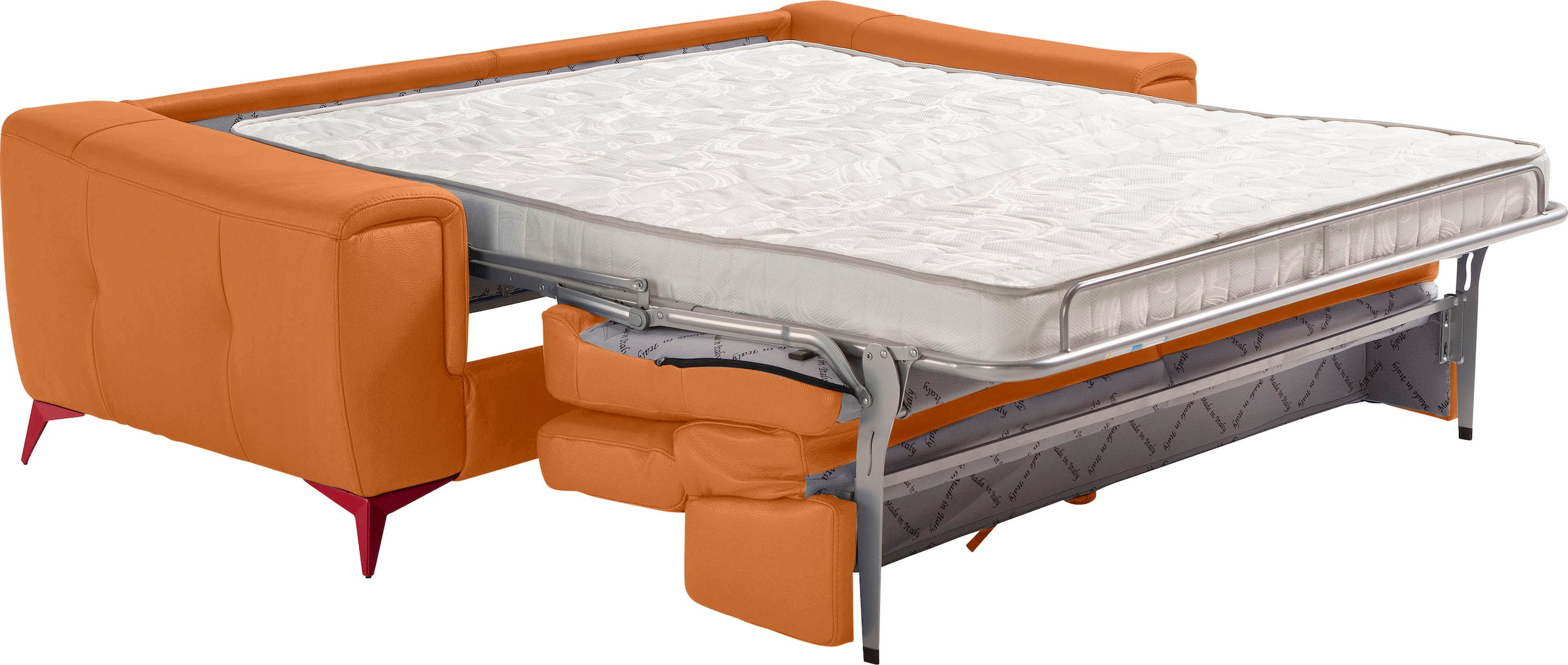 Egoitaliano Schlafsofa »Francine, Designsofa, Loungesofa mit Dauerschlaffunktion, Bettfunktion«, hochwertiger Metallbettrahmen & Matratze, Kopfteil manuell verstellbar