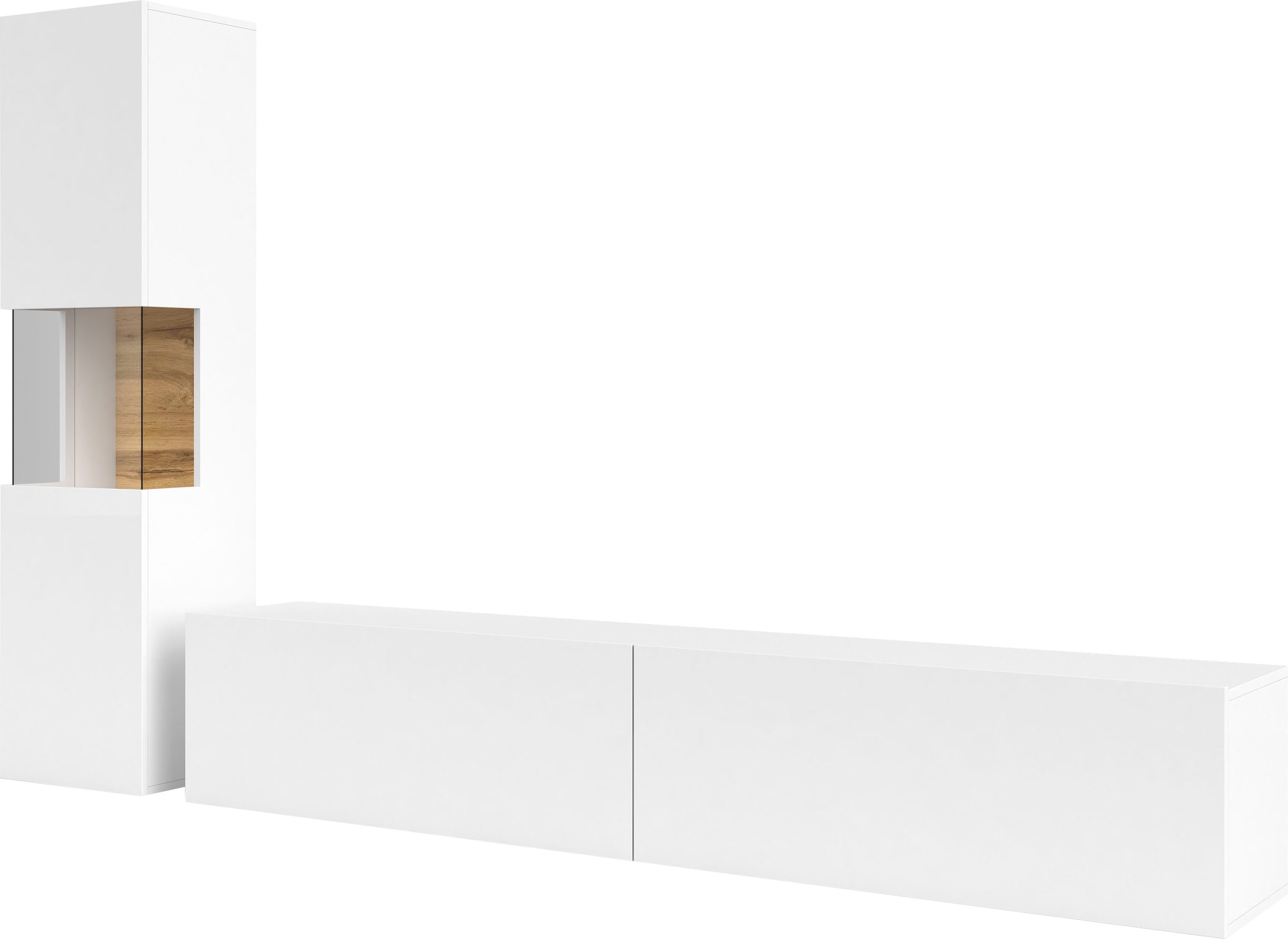 INOSIGN Wohnwand »Ava, Wohnzimmer-Set hängend/stehend montierbar, Vitrine, Lowboard«, 2-tlg.