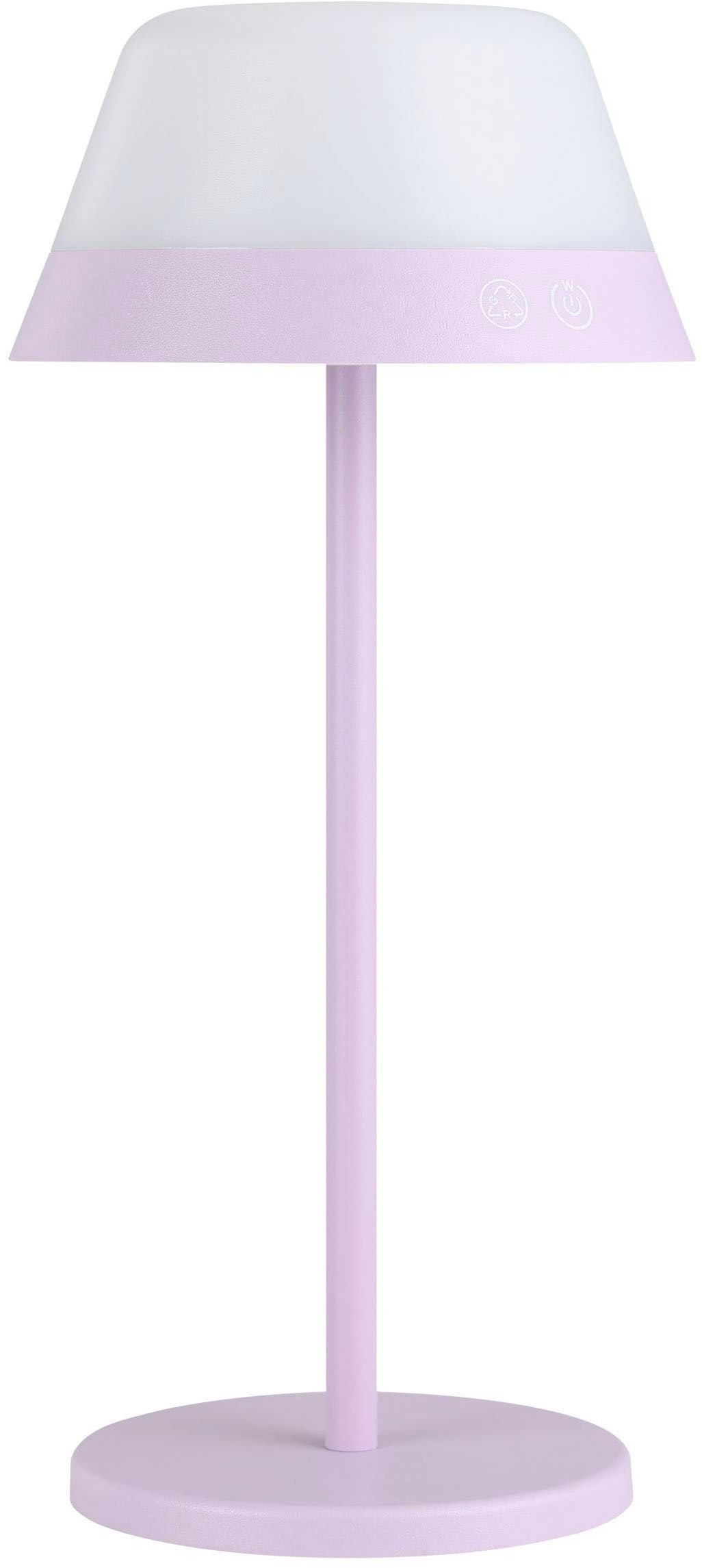 EGLO Tischleuchte »Meggiano Tischlampe, kabellos, aufhängbarer Lampenschirm, IP54, Lampe« LED-Modul 1 Stk. RGB | Warmweiß Tischleuchte - H32 x Ø15 cm - lila - 1X1,5W;1X0,8W inkl.