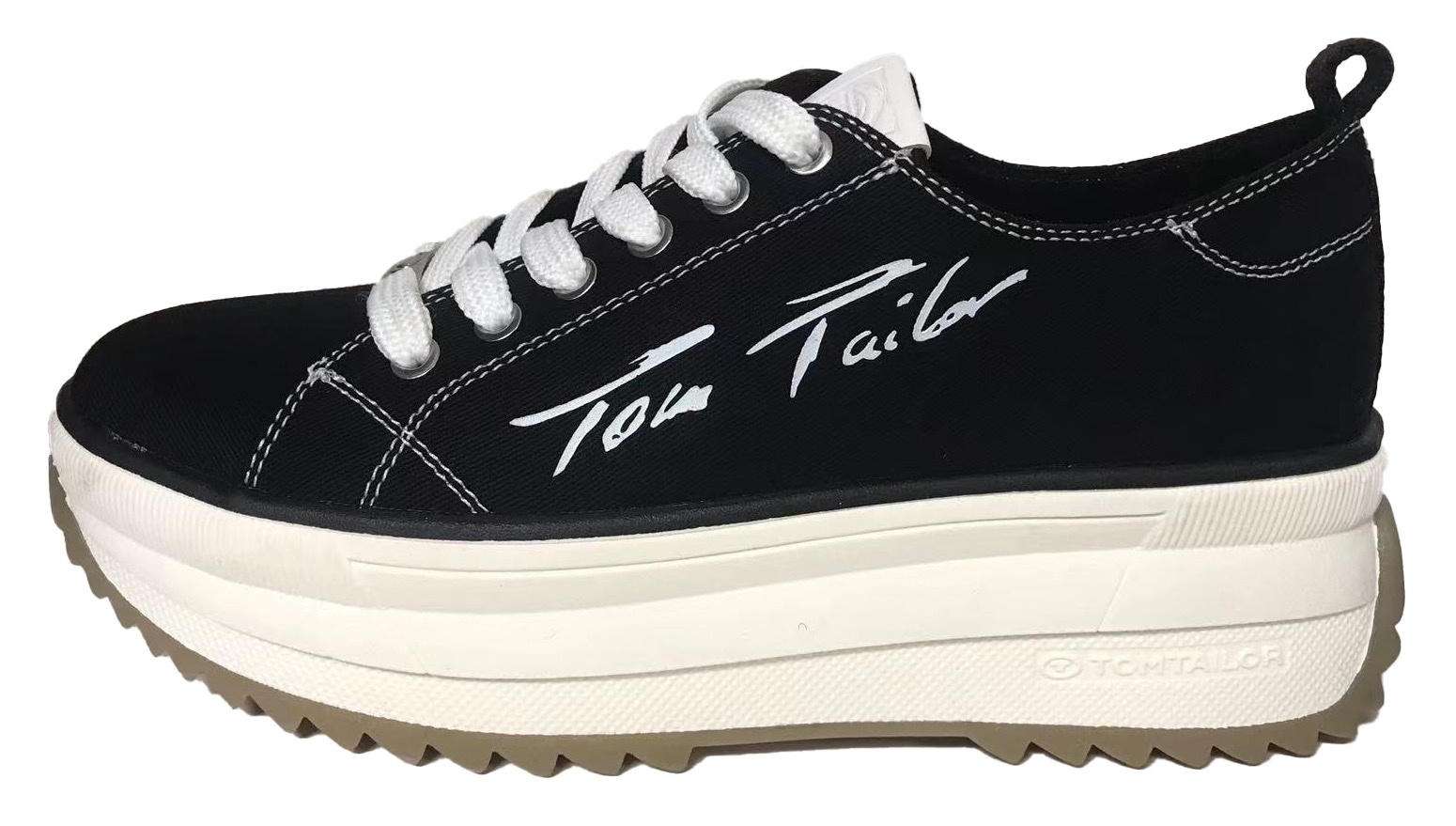 TOM TAILOR Plateausneaker »Josina«, mit ZIernähten und Anziehlasche, Freizeitschuh, Halbschuh, Schnürschuh