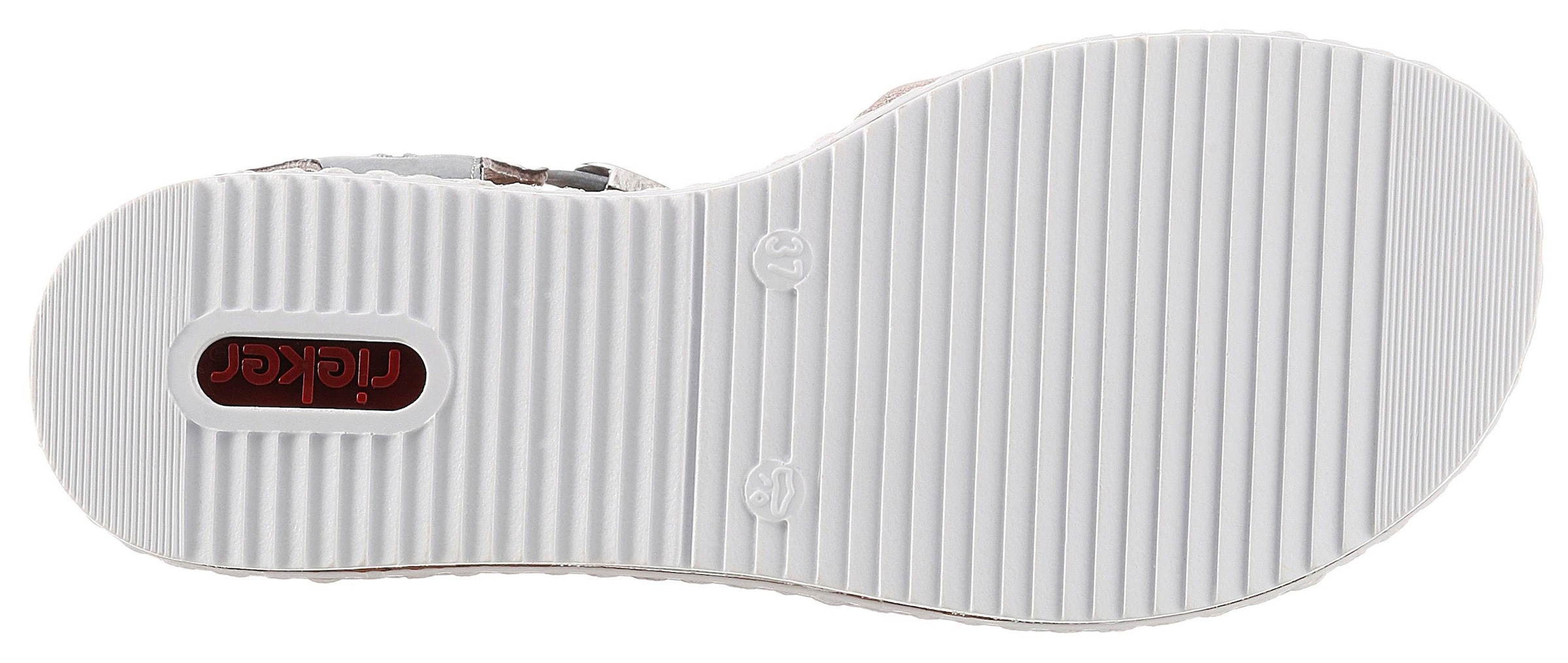 Rieker Riemchensandale  , Sommerschuh, Sandalette, Keilabsatz, mit dezenter Schmuckverzierung