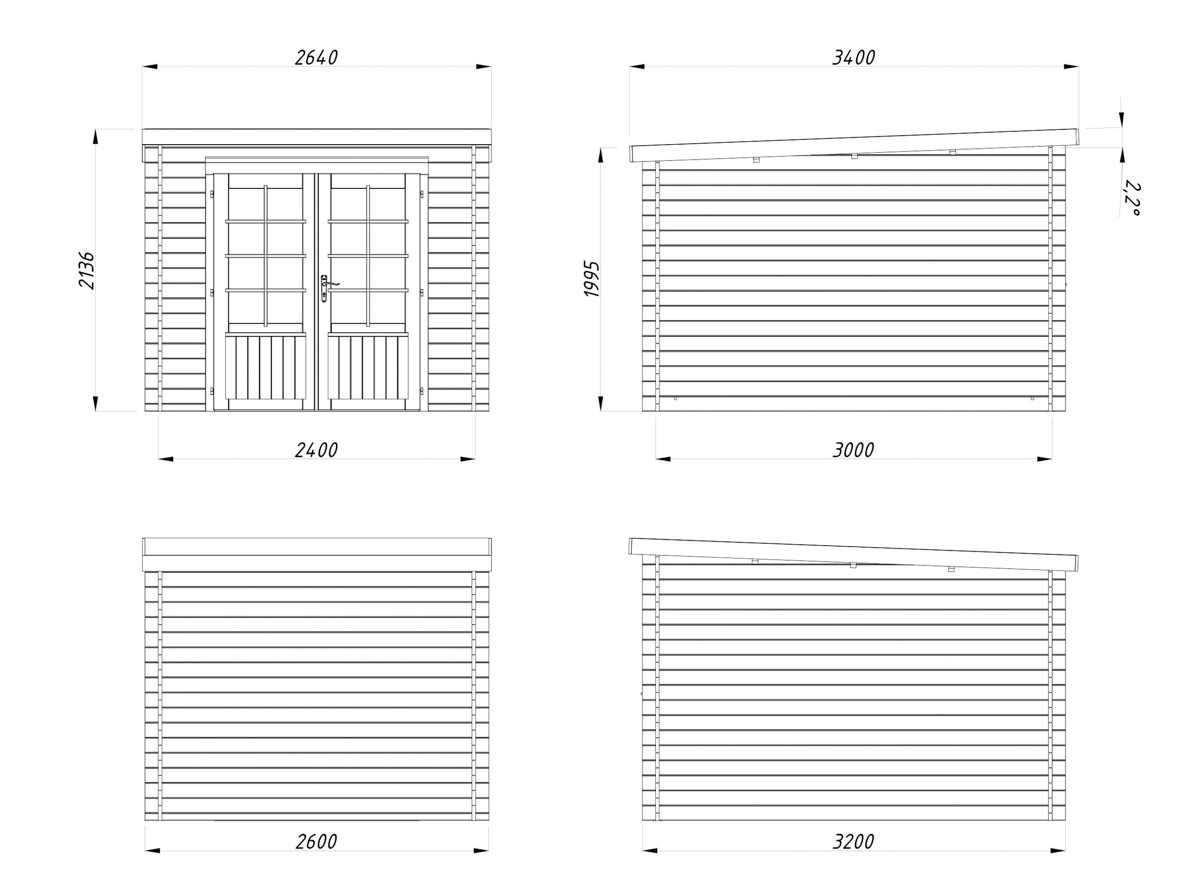 Palmako Gartenhaus »Ella« verschiedene Farben