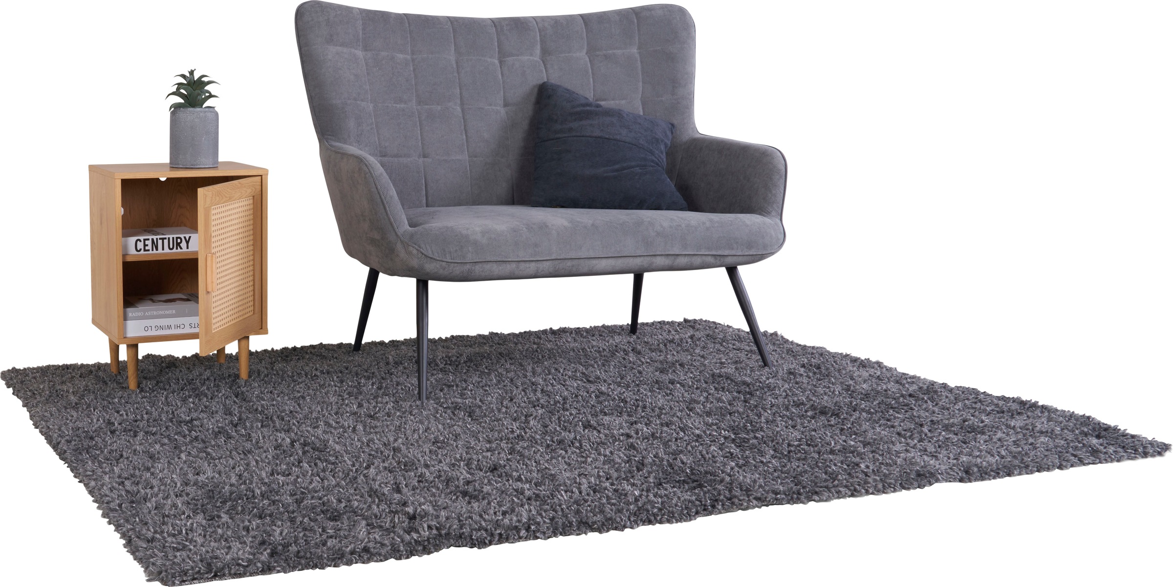 Homexperts Nachtkommode »Andy«, Kiefer Optik, Eisenfüße, B 40 T 30 H 58cm, Rattan, Kiefergriff, 1 Tür