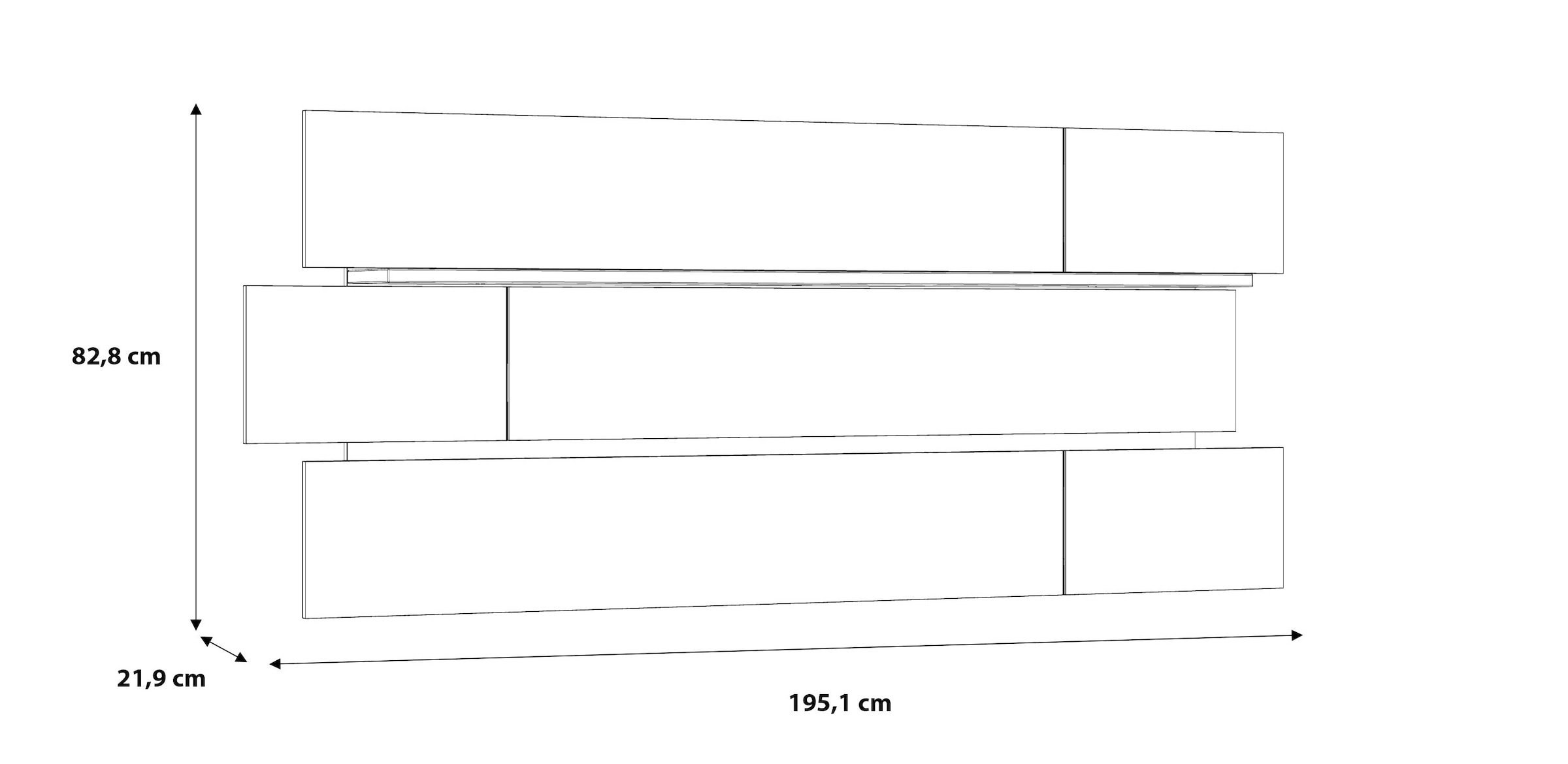 FORTE Wandregal, Breite ca. 195 cm