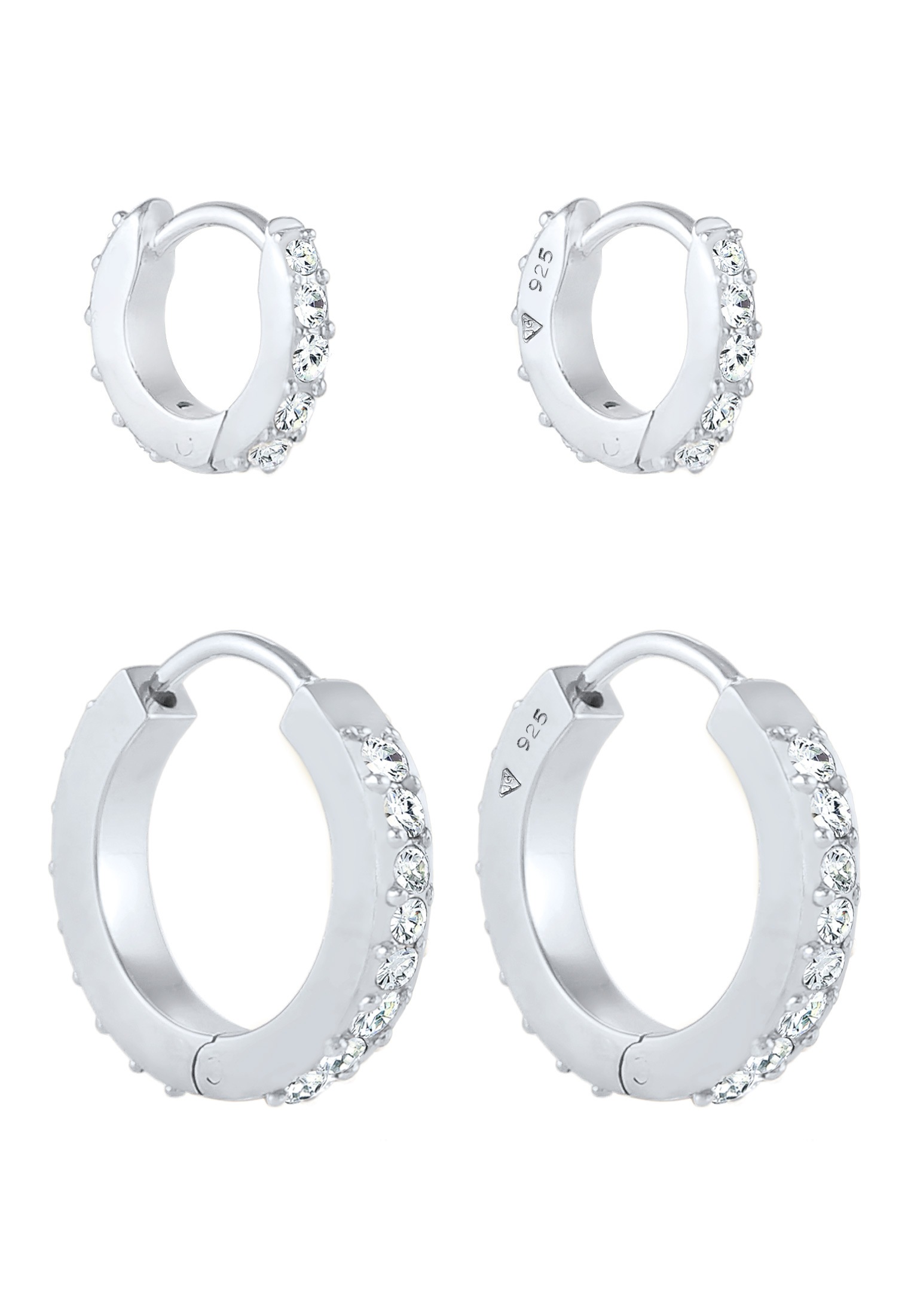 Elli Paar Creolen »Creolen 2er Set 925 Silber, mit Kristallen von Swarovski®«