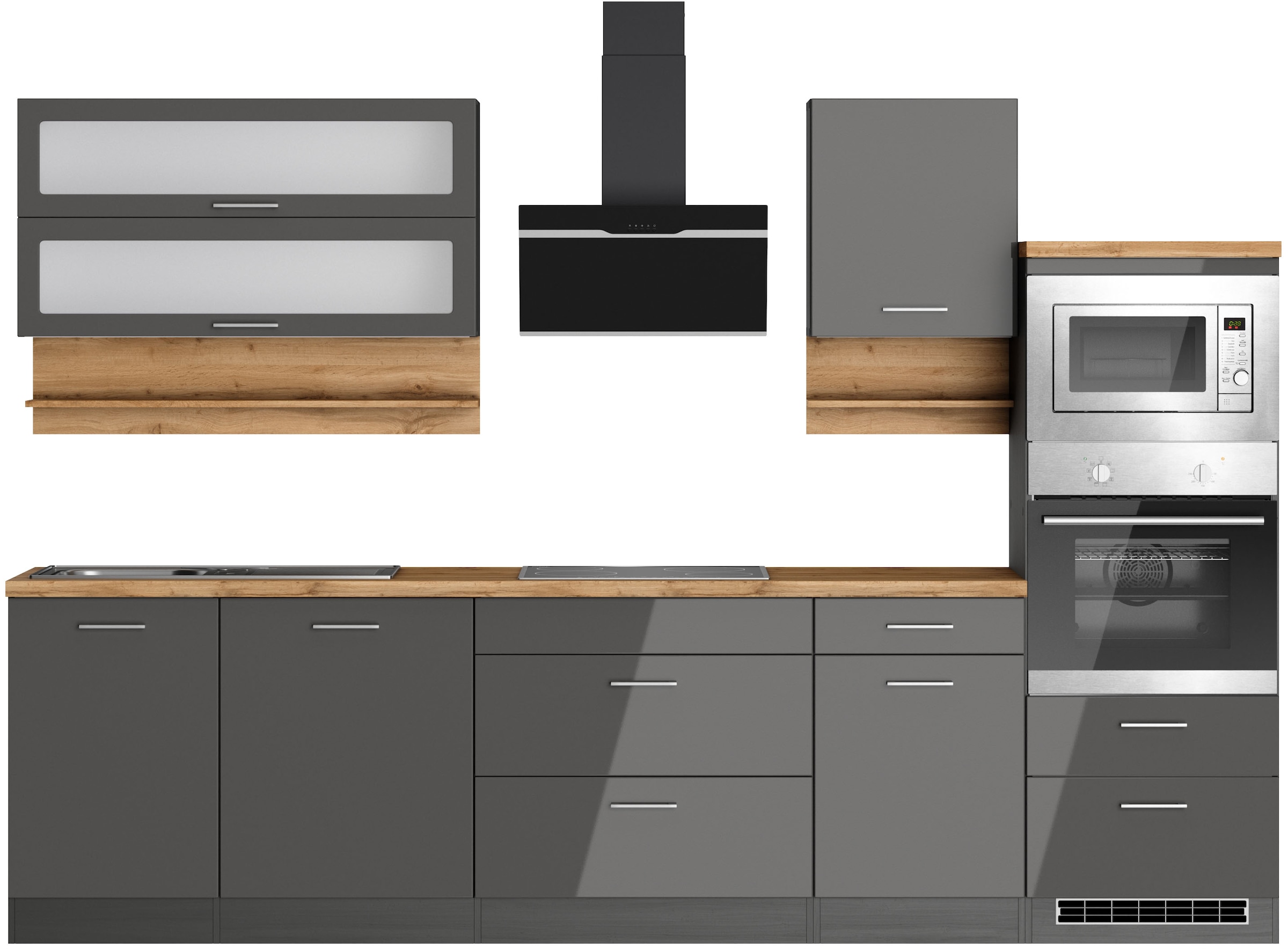KOCHSTATION Küchenzeile »KS-Milan« 300 cm breit, viel Stauraum, wahlweise m günstig online kaufen