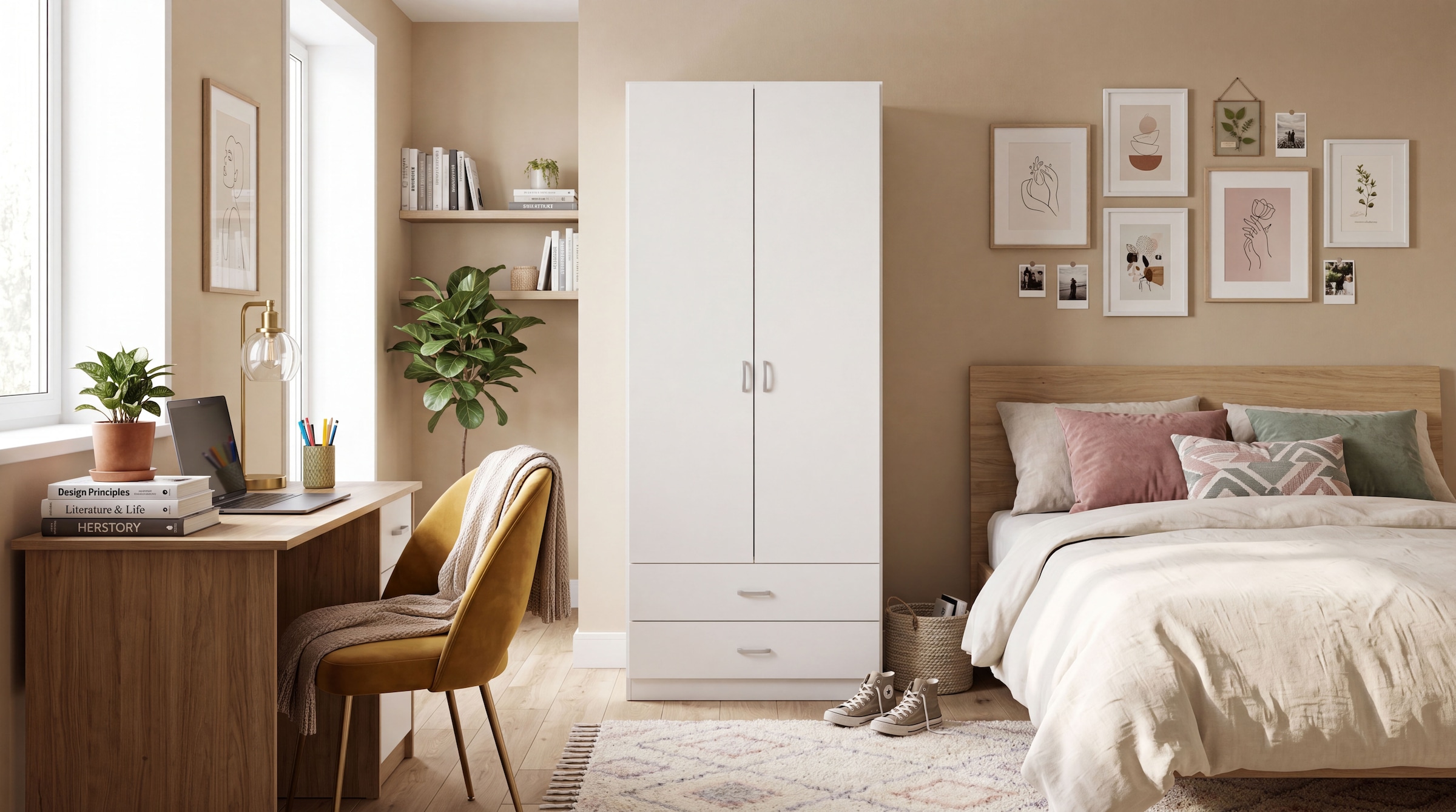 rauch Drehtürenschrank »Kleiderschrank Garderobe GAMMA Breite 91 cm« in 3 Ausstattungen BASIC/CLASSIC/PREMIUM (inkl. SOFT-CLOSE-Funktion),  mit Schubladen, verschiedene Griff-Varianten TOPSELLER MADE IN GERMANY