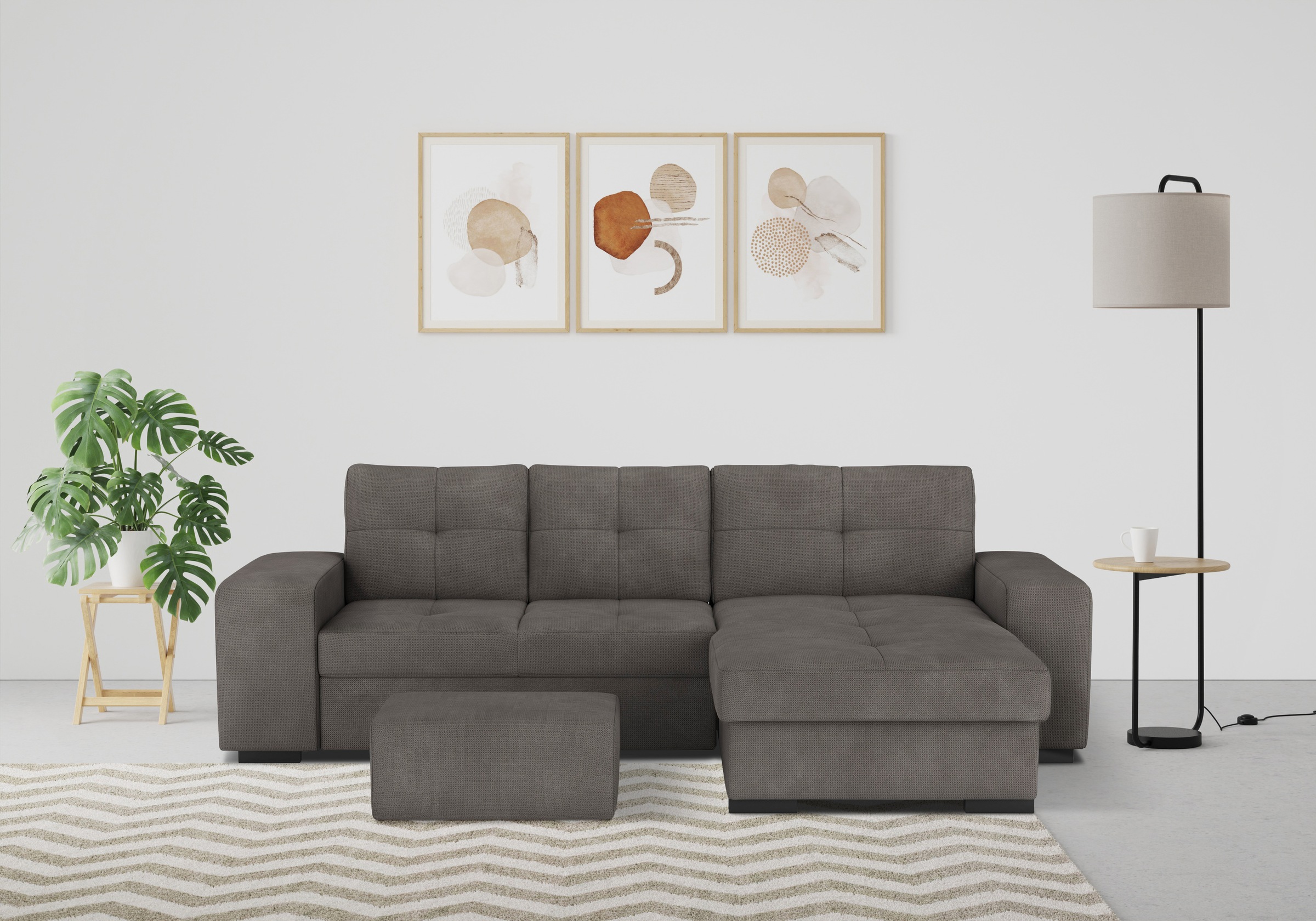 COTTA Ecksofa »Mattina L-Form«, mit Hocker, wahlweise mit Bettfunktion & Be günstig online kaufen