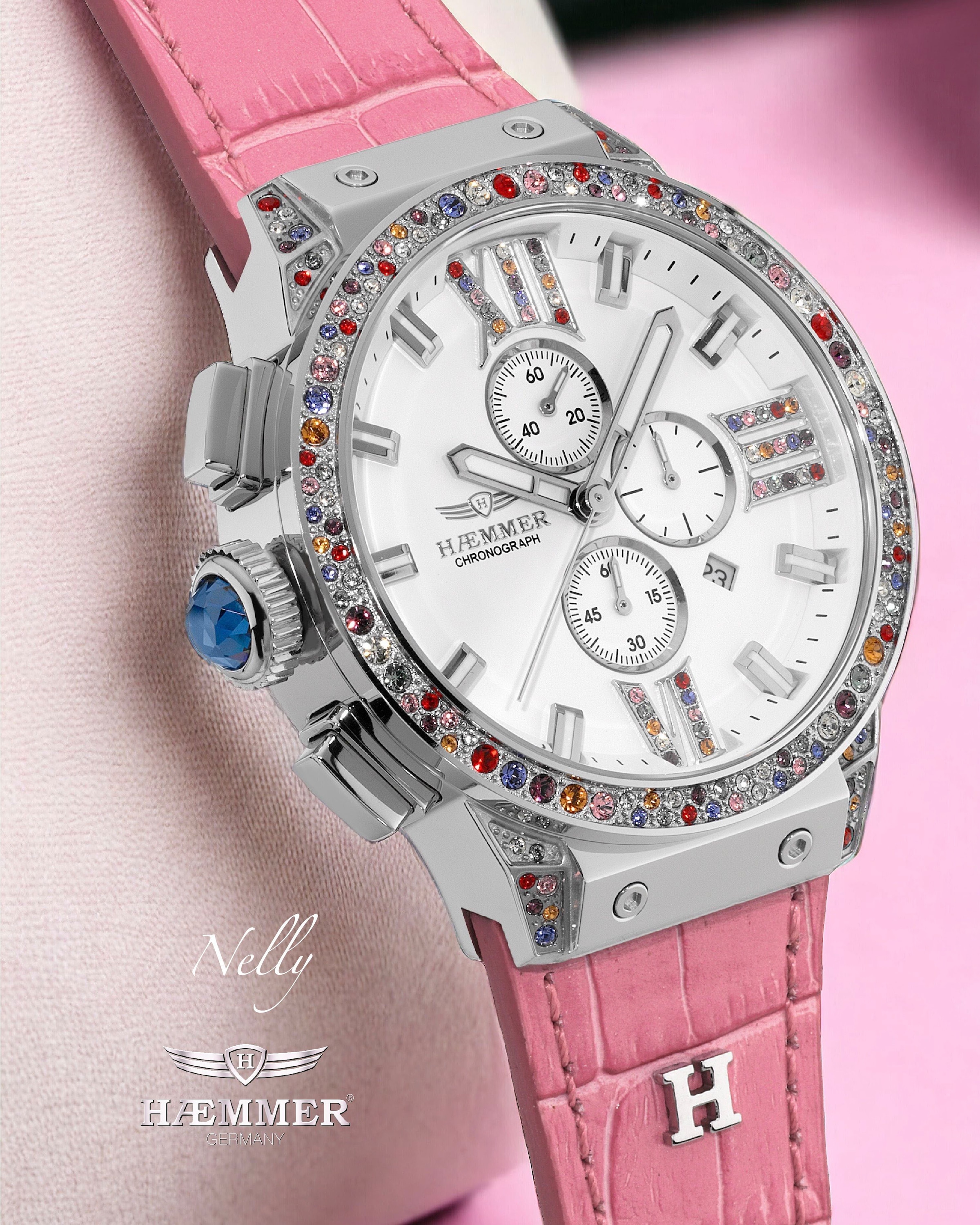 HAEMMER GERMANY Chronograph »EMINENT«, Quarzuhr, Armbanduhr, Damenuhr, analog, Tag, Stoppfunktion