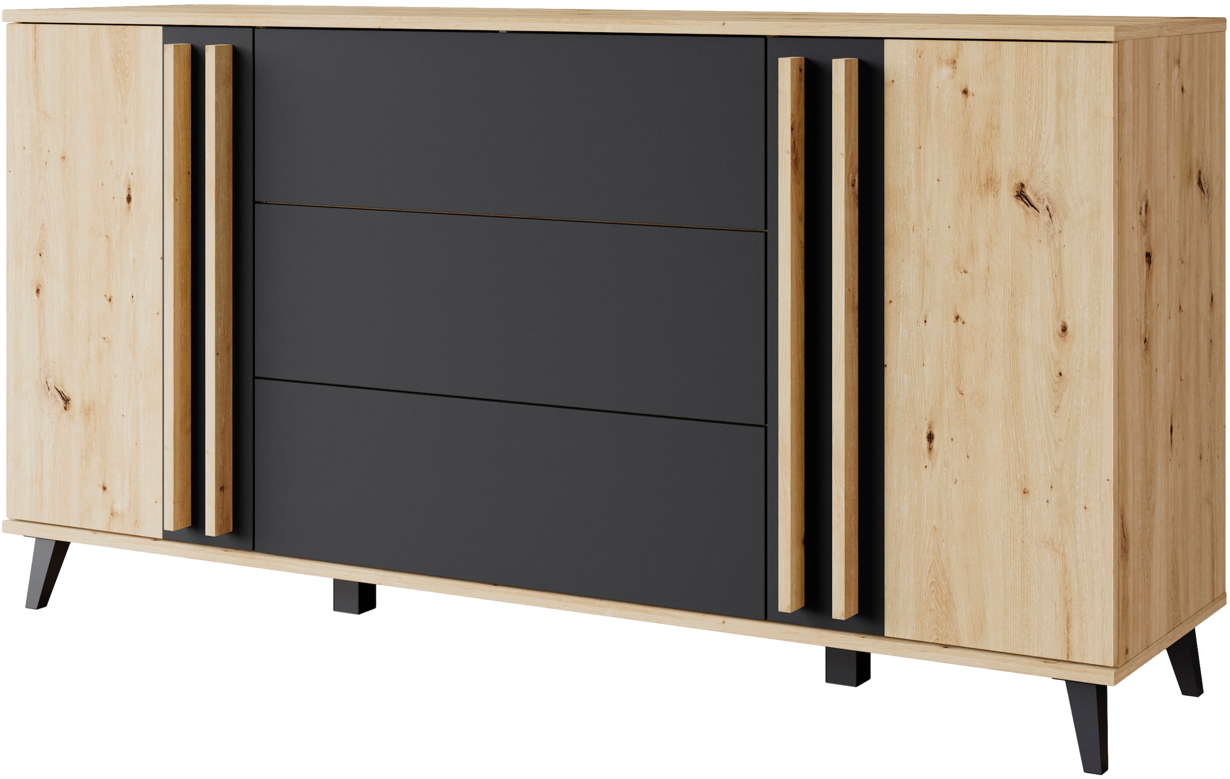 INOSIGN Sideboard »Helsinki, Kommode mit 2 Türen und 3 Schubladen, Breite 150 cm«, (1 St.), Push-to-Open-Schubladen, höhenverstellbare Einlegeböden