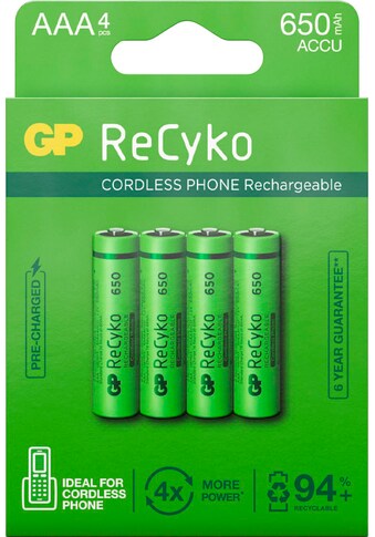 GP Batteries Batterie »AAA NiMH 650 mAh ReCyko 1,2V 4 Stück«, 1,2 V, (Set, 4 St.) kaufen