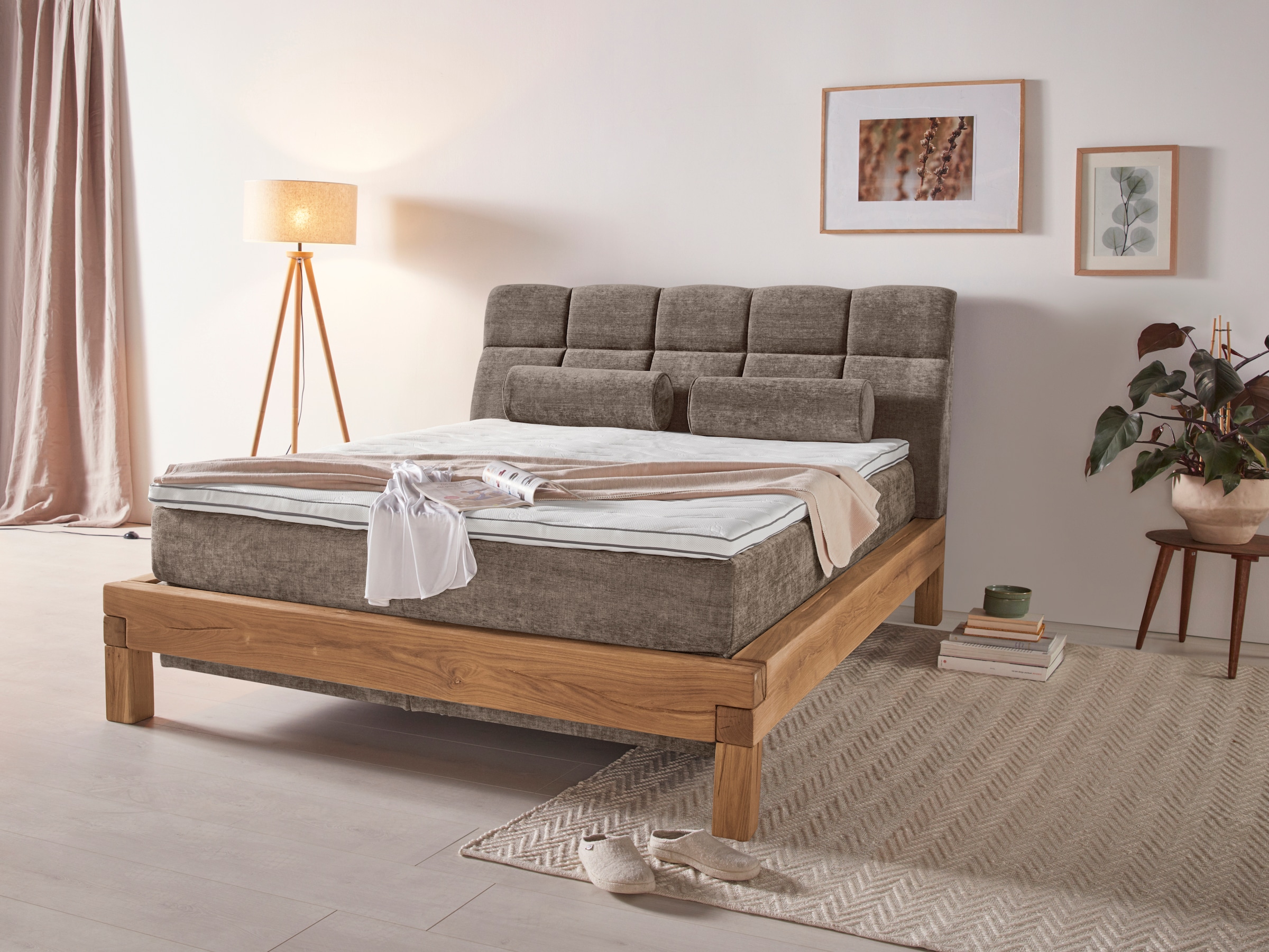 Home affaire Boxspringbett "Villads" Liegefläche: 160/200 cm aus Balkeneich günstig online kaufen