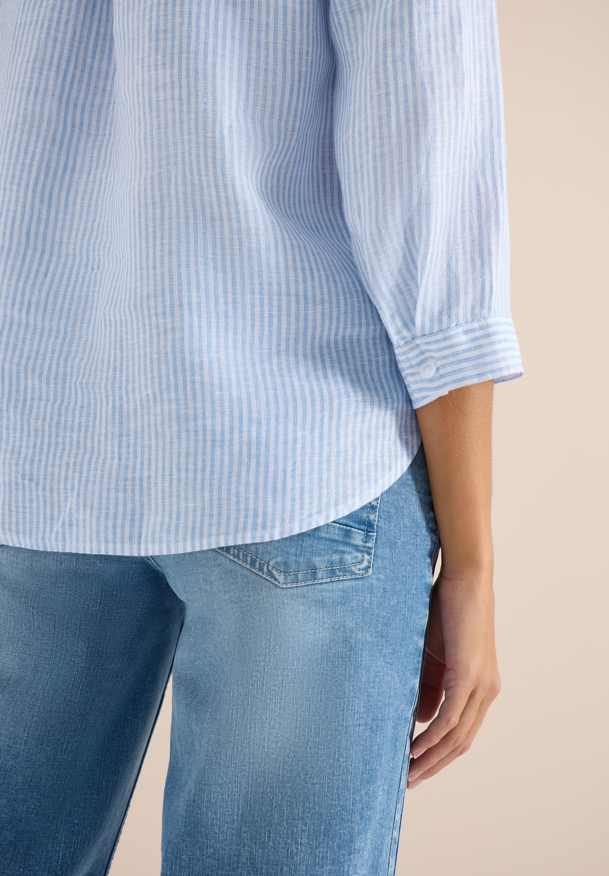 Cecil Schlupfbluse aus sommerlicher Leinenqualität, Streifen-Dessin