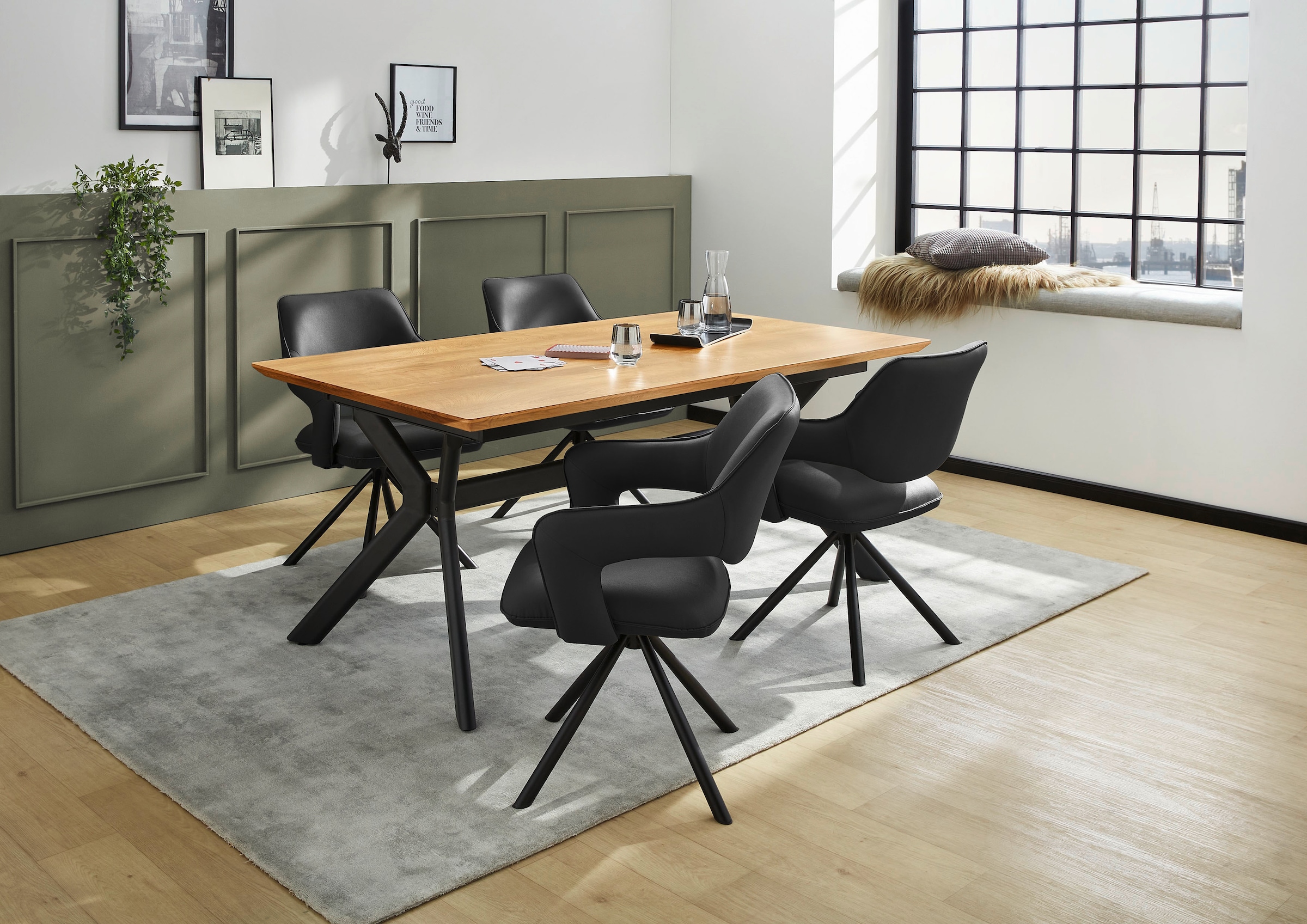 Jockenhöfer Gruppe Esszimmerstuhl »Lambert« (Set) 4 Stk.4-Fuss-Stuhl, inklusive Drehfunktion (360°), Lederoptik