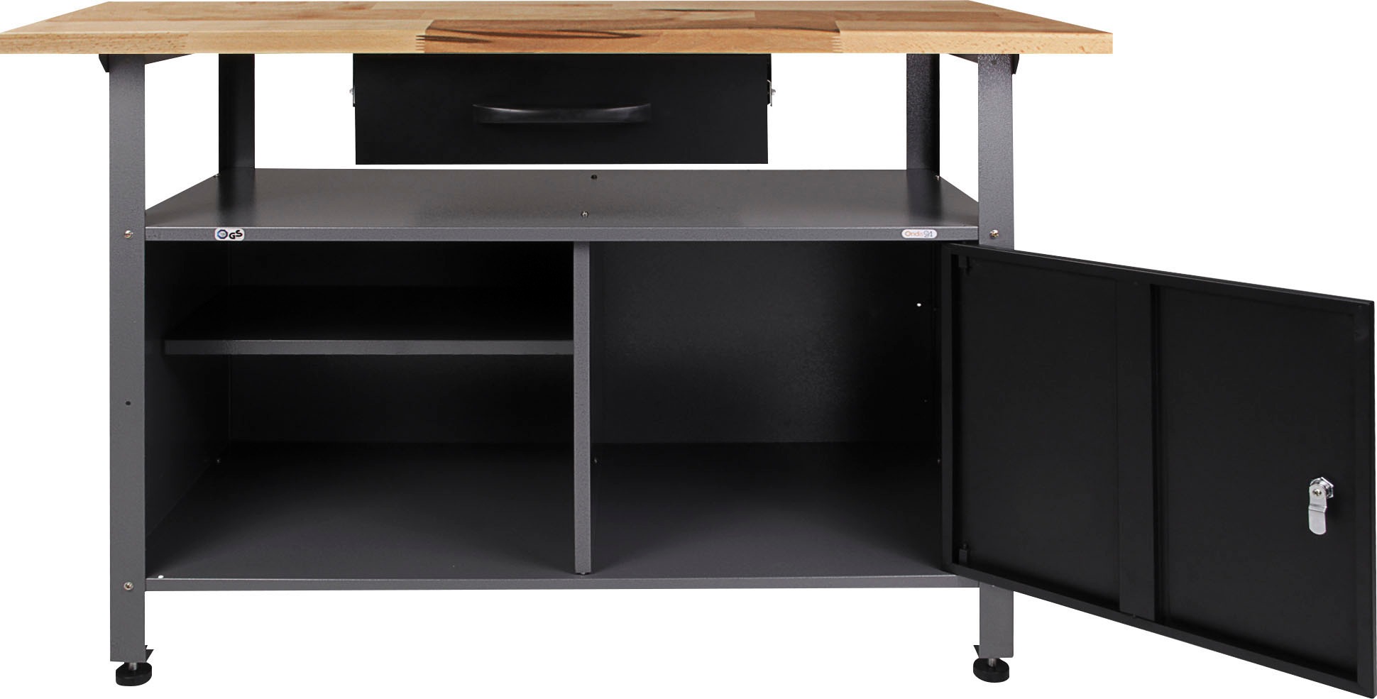 ONDIS24 Werkstatt-Set, 2x Werkbank, 2x Werkstattschrank, 2x Lochwand