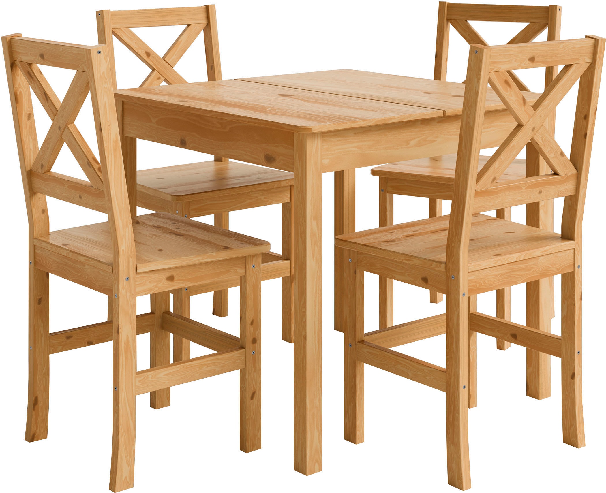 Home affaire 4-Fußstuhl »Malmö«, (Set), 2 St., Holzstuhl Kiefer Massivholz naturfarbig, erhältich als 2er und 4er-Set