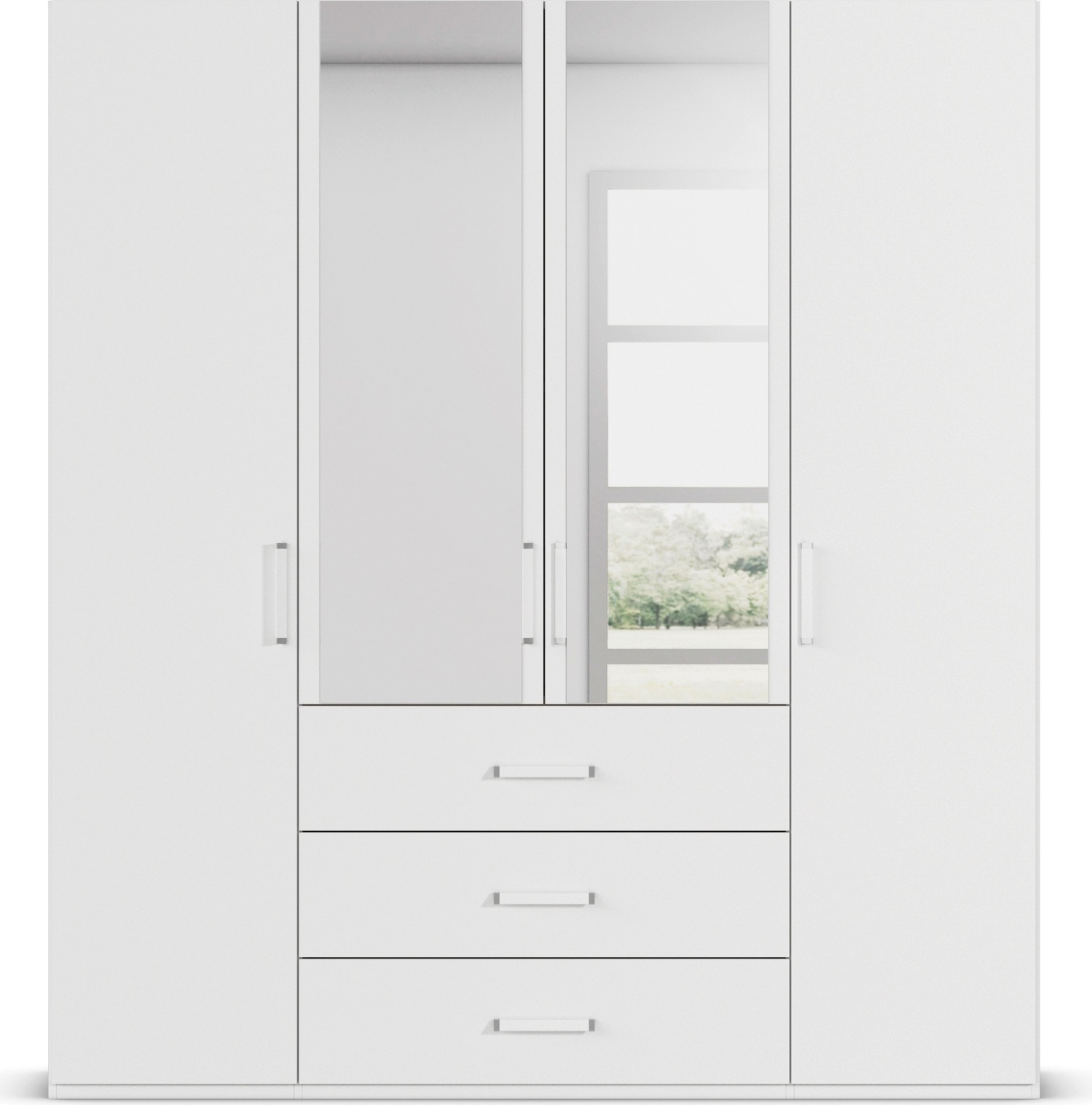 rauch Drehtürenschrank »Kleiderschrank Schrank Garderobe Schlafzimmerschrank EVELYN«, (in 2 Höhen 197 oder 210 cm erhältlich), in elegantem Stil mit Schubladen 3 Breiten und 2 Höhen MADE IN GERMANY