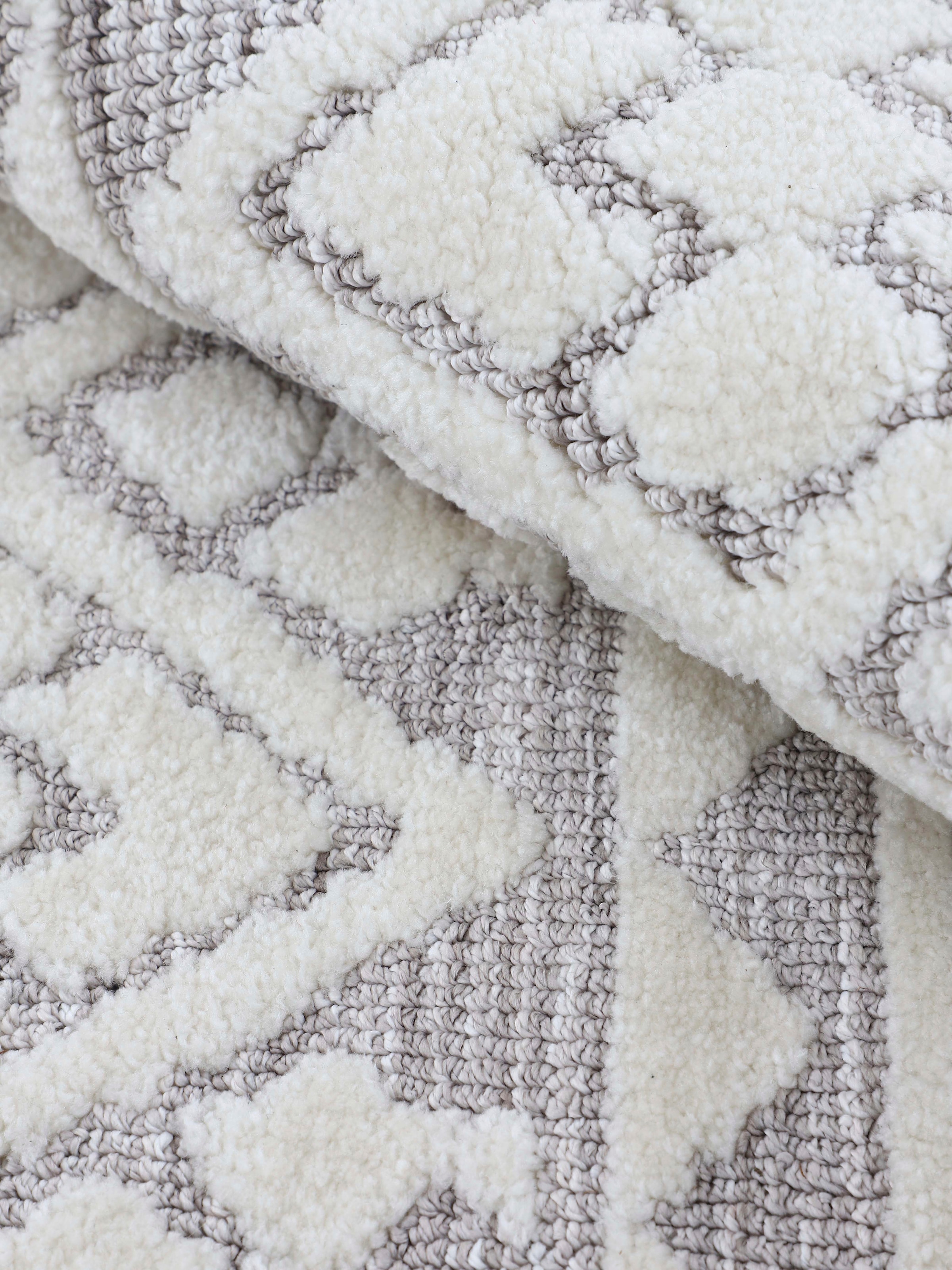 carpetfine Teppich »Holly 2«, rechteckig, 12 mm Höhe, Rauten Motiv, Hoch-Tief Struktur, Wohnzimmer