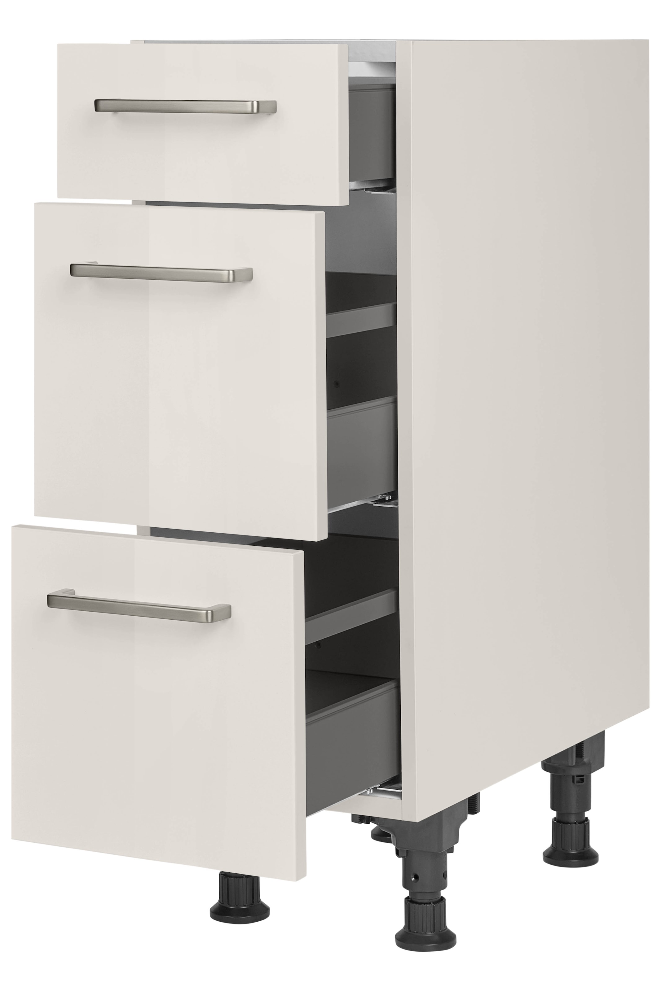 nobilia® Unterschrank »"Flash", vormontiert, mit höhenverstellbaren Sockelfüßen, in den« Breiten 30, 45, 60 und 90 cm, mit Schubkasten und Auszügen