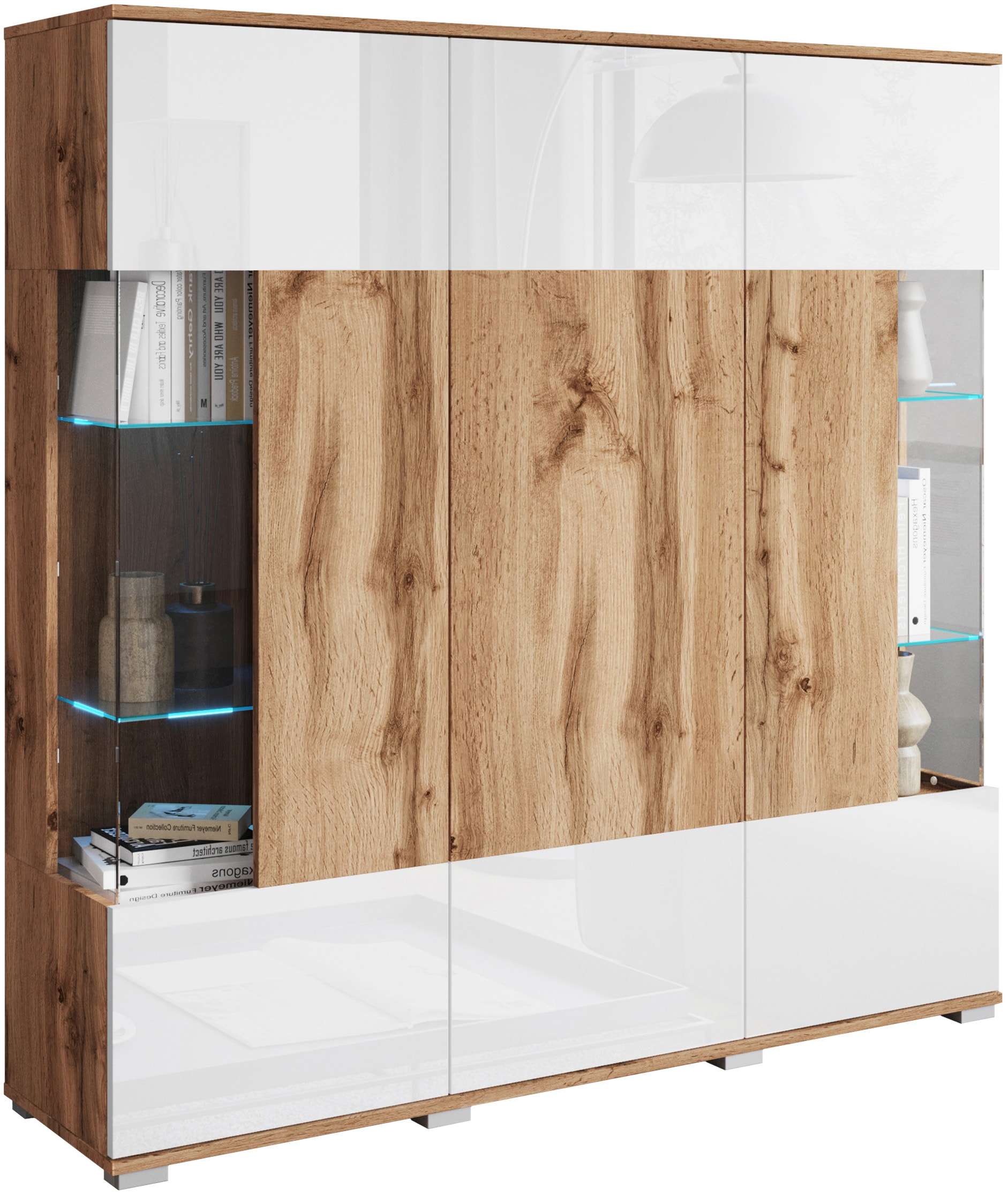 INOSIGN Highboard »Kenia«, Modernes Highboard, mit Glastüren, Breite 135 cm