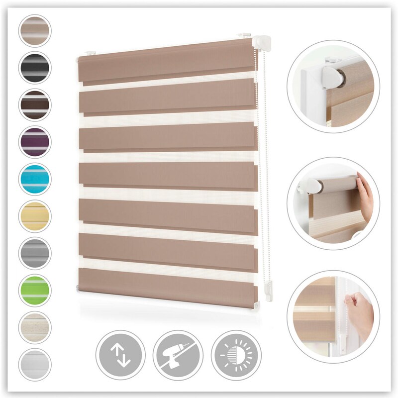 LICHTBLICK ORIGINAL Doppelrollo »Duo Rollo Klemmfix« Lichtschutz ohne Bohren freihängend Seitenzugrollo, Montage mit beiliegendem, verstellbarem...