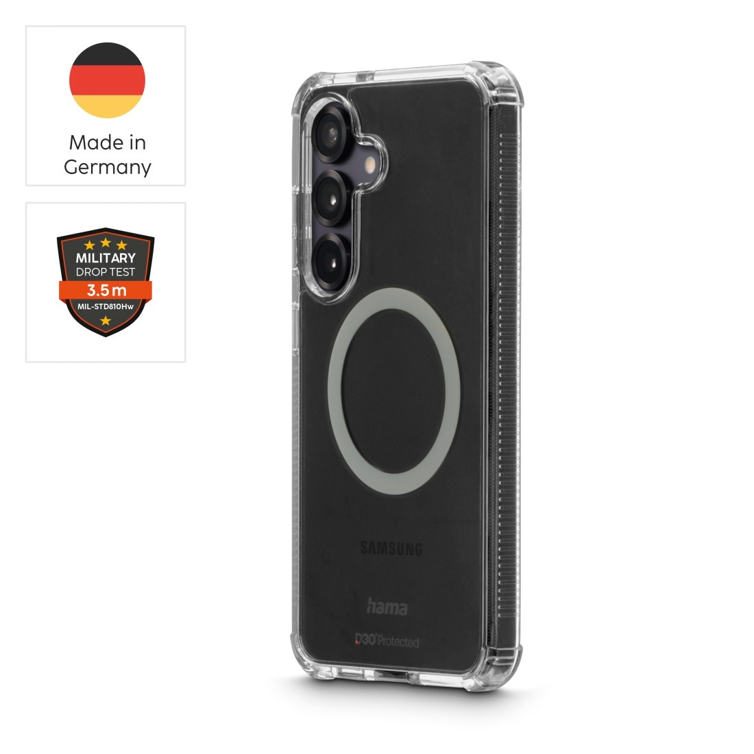 Hama Smartphone-Hülle »Handyhülle magnetisch für Galaxy S25 (für Qi2, D3O, durchsichtig)«, Samsung Galaxy S25, Wireless-Charging