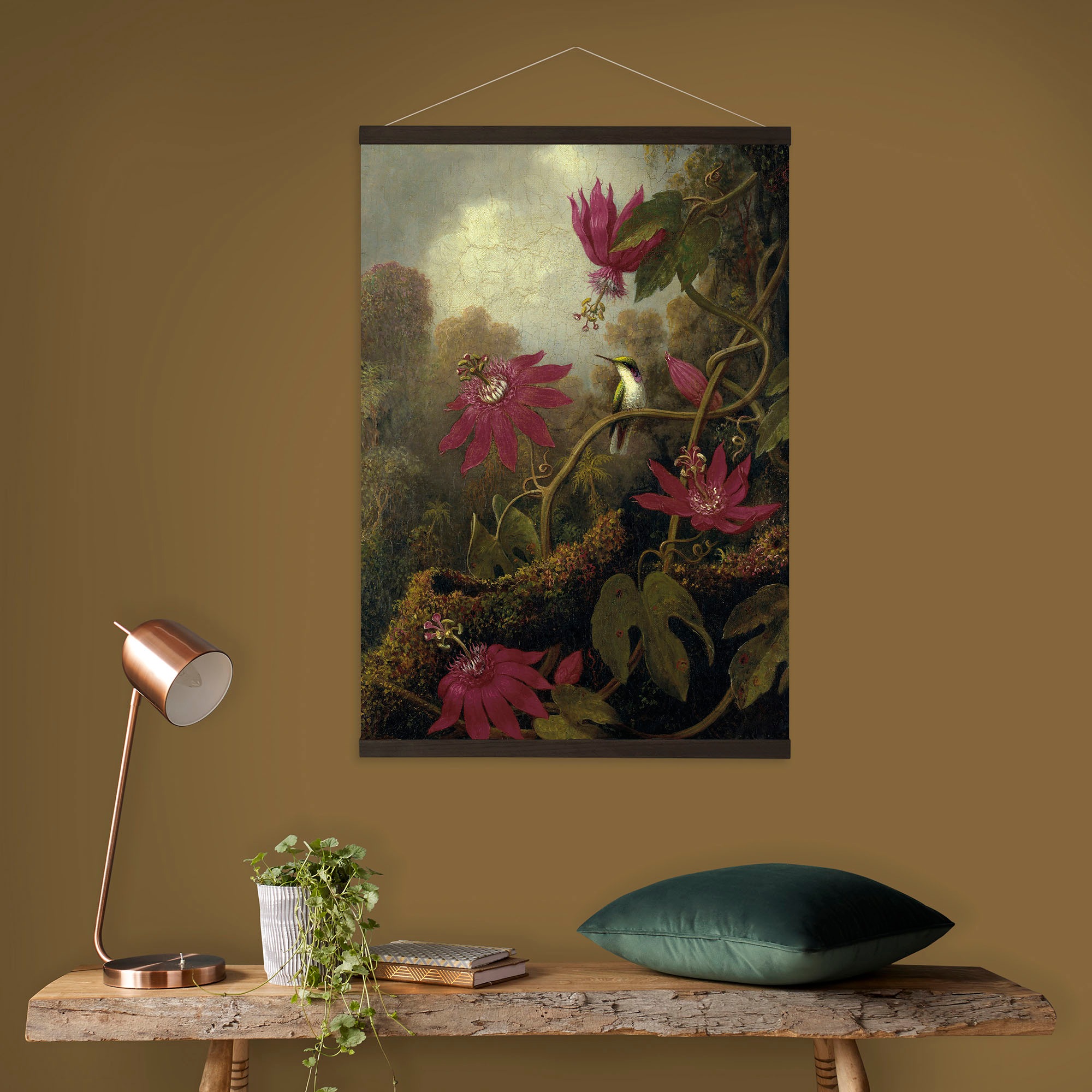 Art for the home Leinwandbild »Vogel Landschaft«, (1 St.), Luxus Kakemono Leinen Wandposter 100x70cm