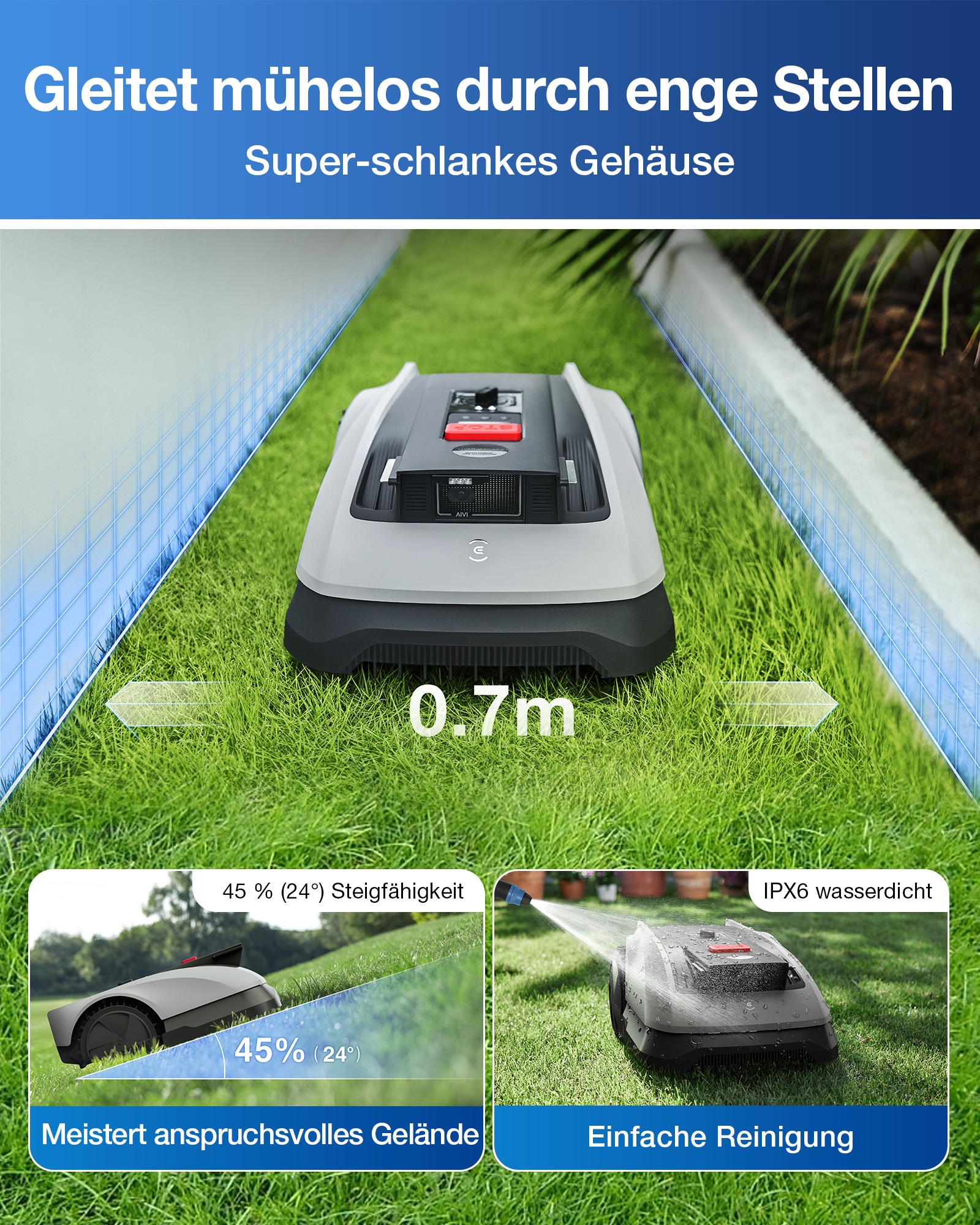 ECOVACS Rasenmähroboter »GOAT O600 RTK« Mäheffizienz von 100 m²/h,   mit präziser RTK-Navigation und KI-Kamera zur Hindernisvermeidung