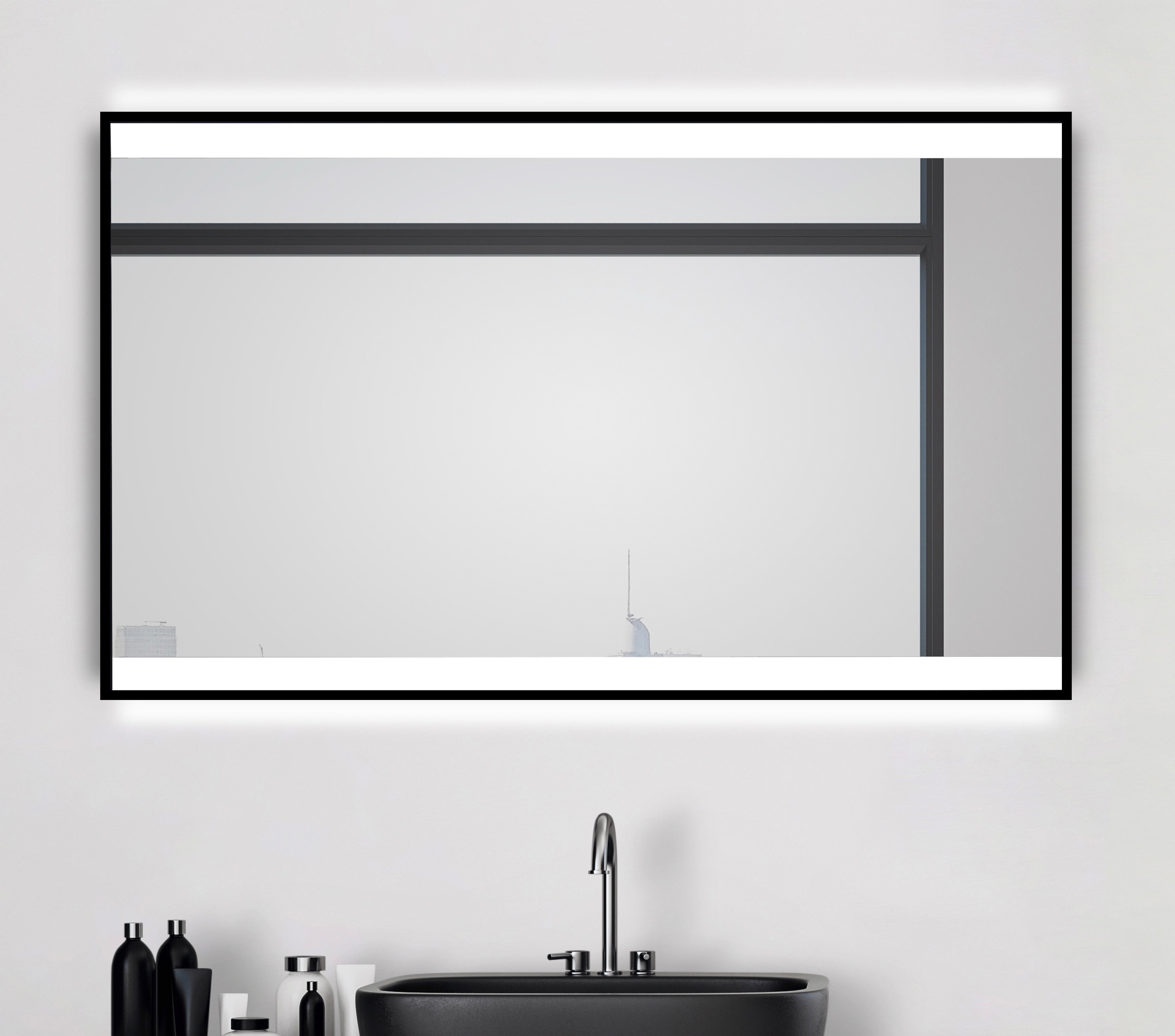 Talos Badspiegel »BLACK SHINE«, (Komplett-Set), BxH: 120x70 cm, energiesparend