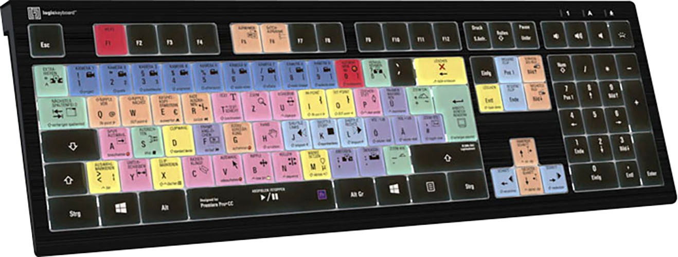 Logickeyboard Tastatur »Adobe Premiere Pro CC Astra 2 DE (PC)«, (Ziffernblock-USB-Hub)
