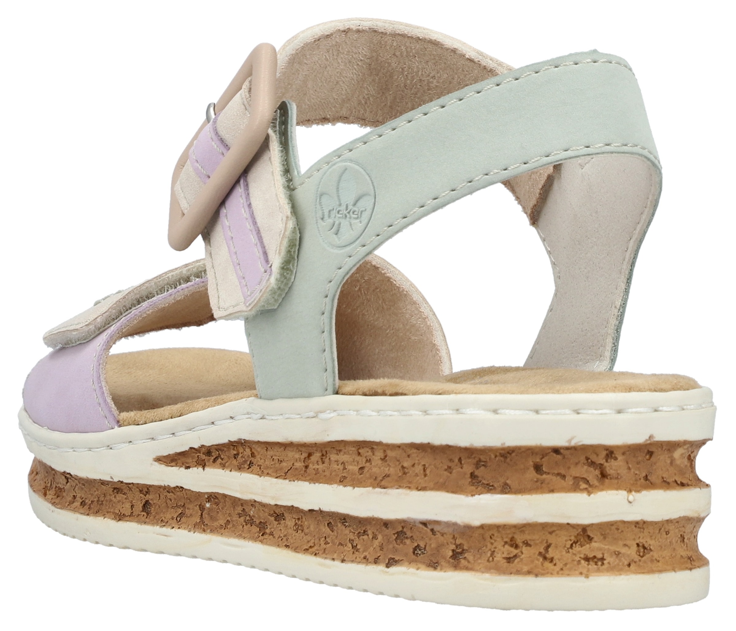 Rieker Keilsandalette, Sommerschuh, Urlaubschuh, Sandale mit regulierbaren Klettverschlüssen