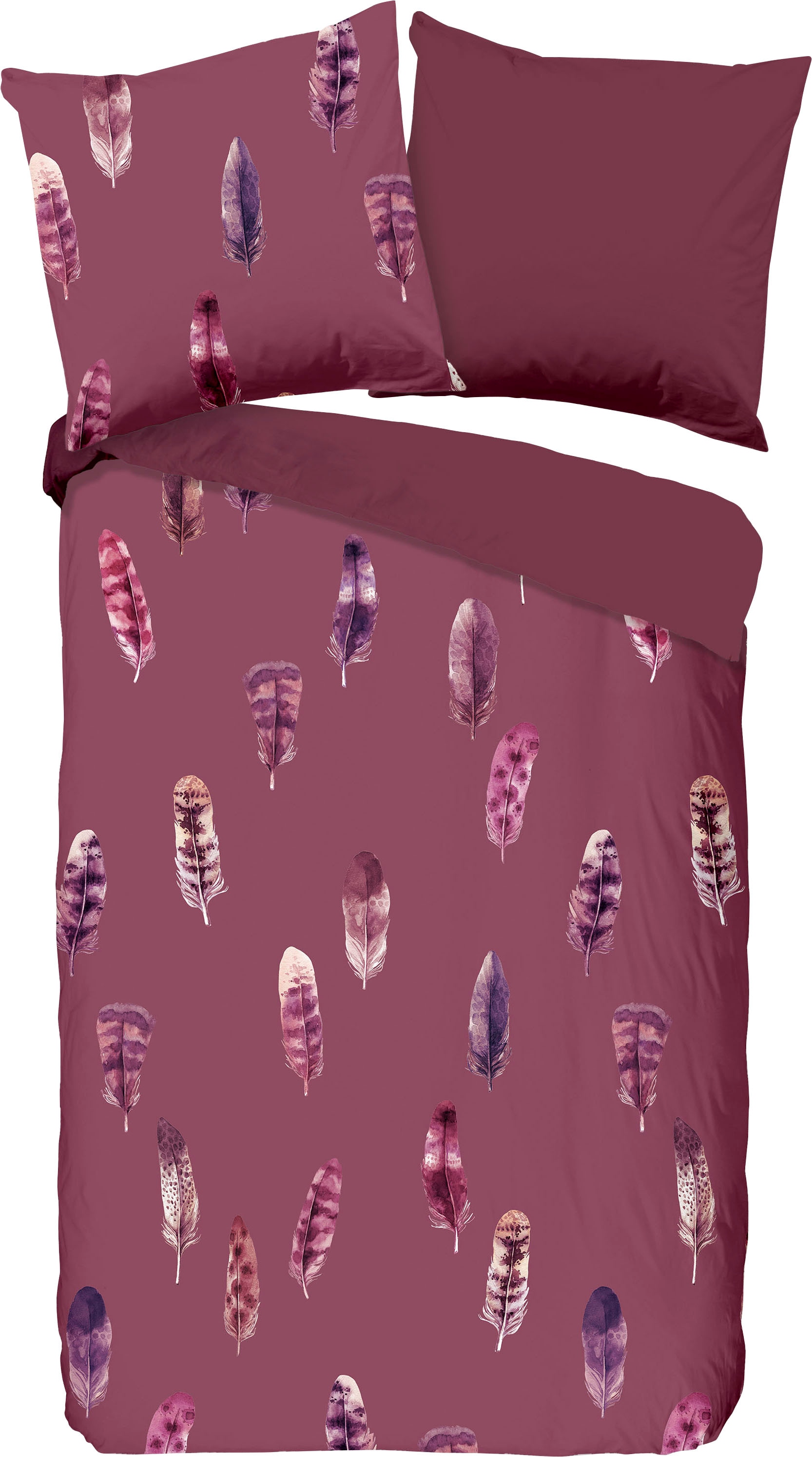PURE luxury collection Wendebettwäsche »Cos«, Mikrofaser, 135x200, Pflegeleicht, Reißverschluss, Wende, Bordeaux