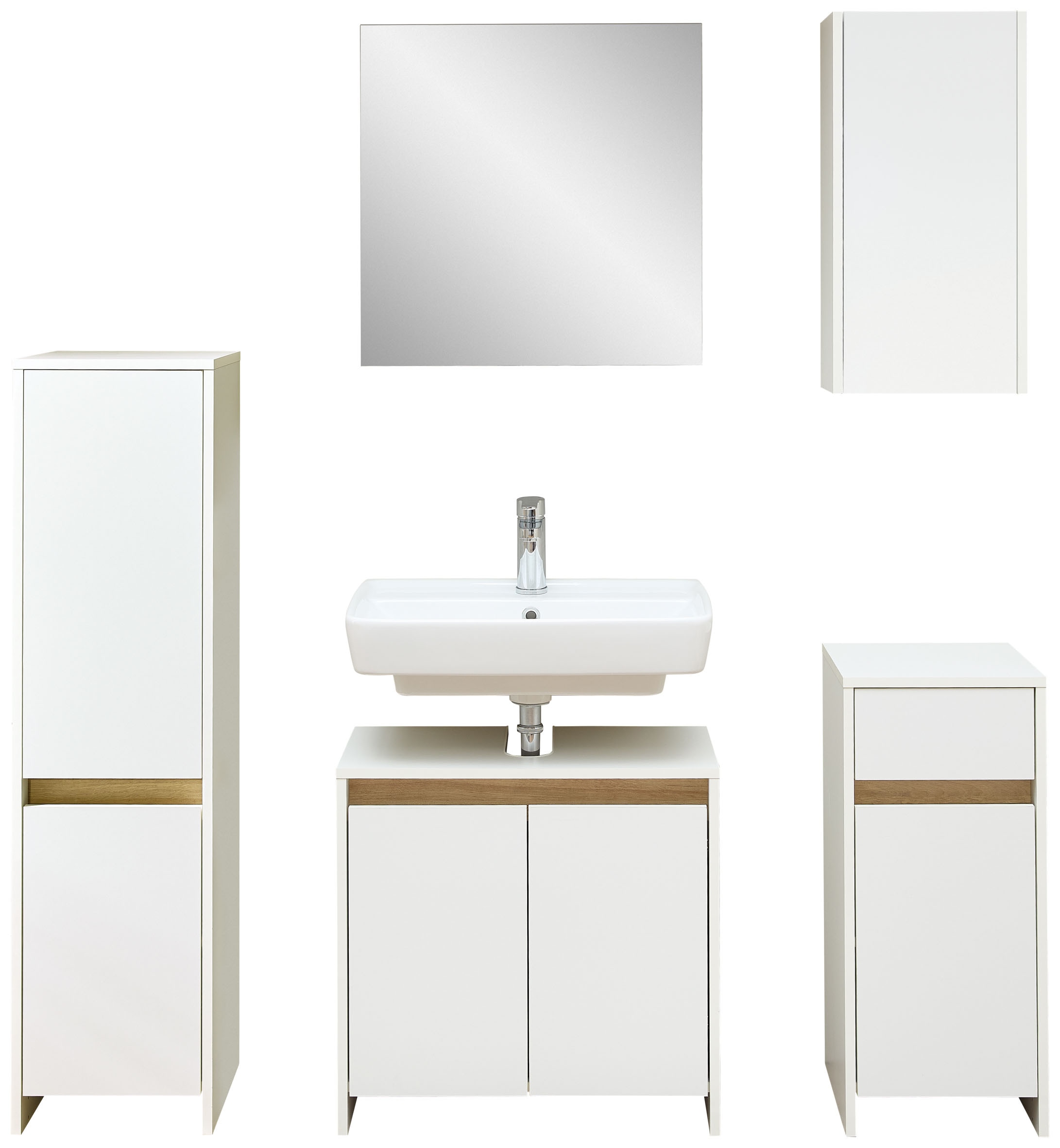Saphir Badmöbel-Set »Quickset 100, 5-teilig, mit Holzeinlegeböden, 94cm breit« 5 Stk. tlg.