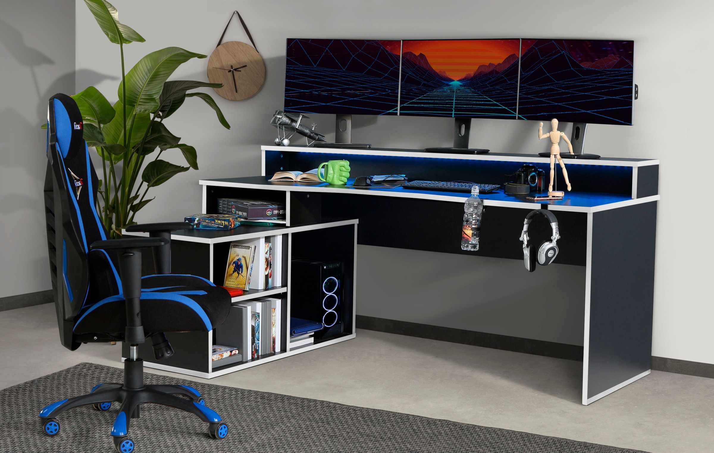 FORTE Gamingtisch »Tezaur«, mit RGB-Beleuchtung, Breite 200 cm, Eckschreibtisch