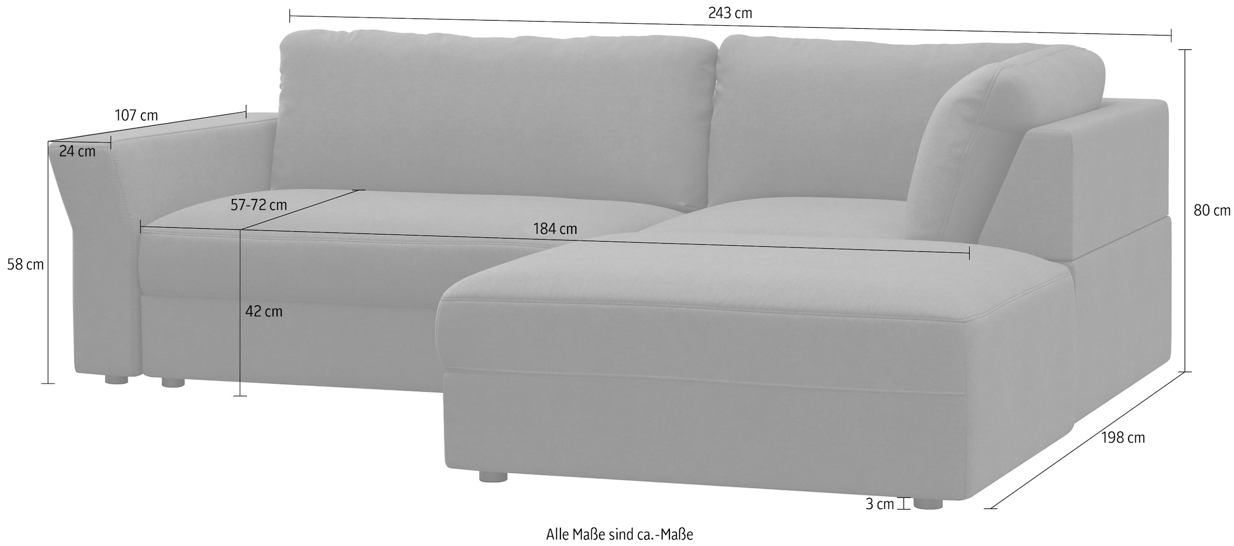sit&more Ecksofa »Cadabra L-Form«, Breite 243 cm, inklusive Sitztiefenverstellung