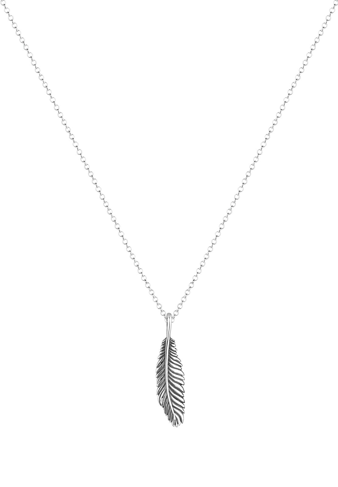 Kuzzoi Kette mit Anhänger »Herren Feder Vogel 925 Silber«
