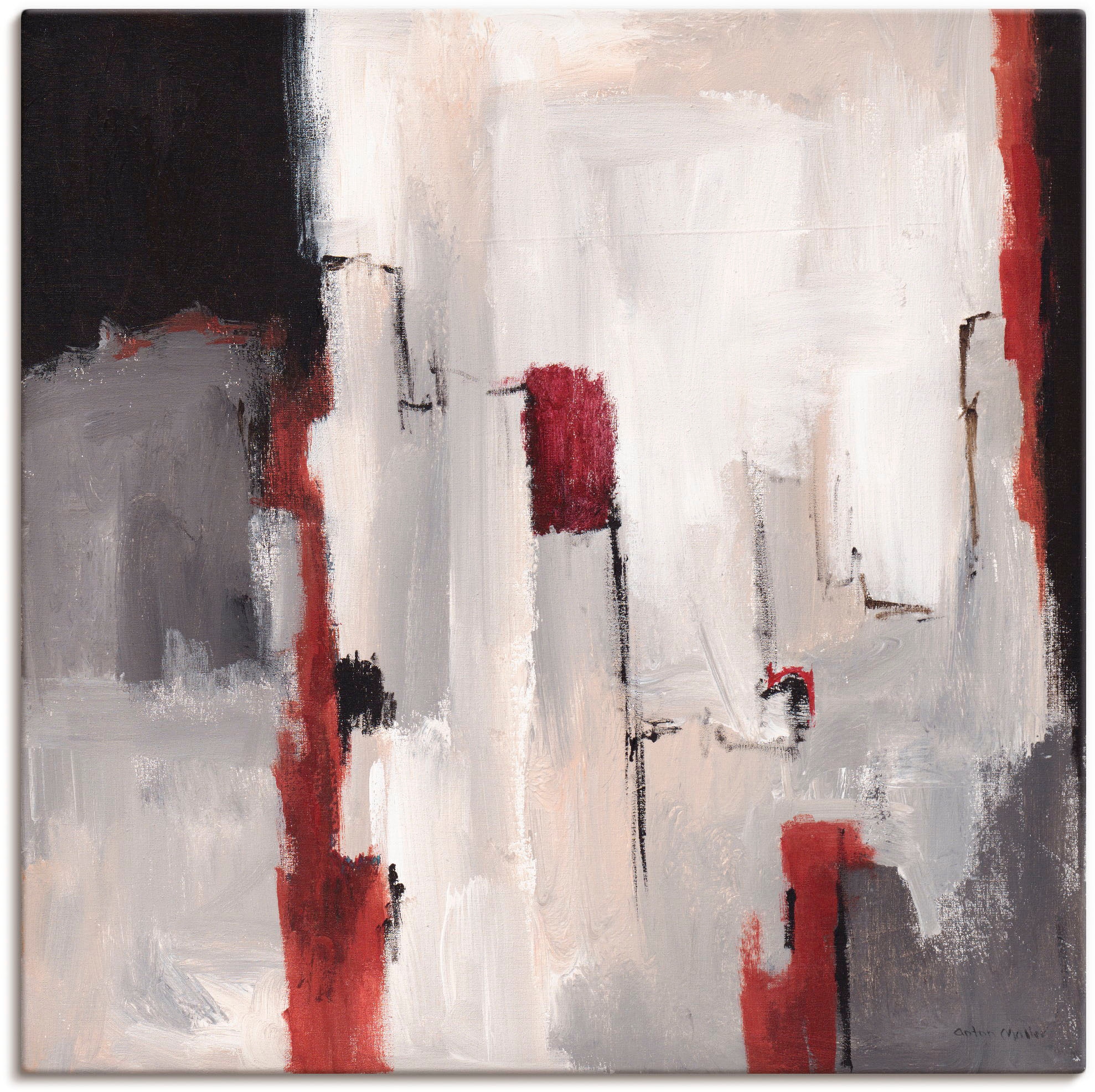 Artland Wandbild »Rot an Grau II«, Gegenstandslos, (1 St.), als Leinwandbil günstig online kaufen