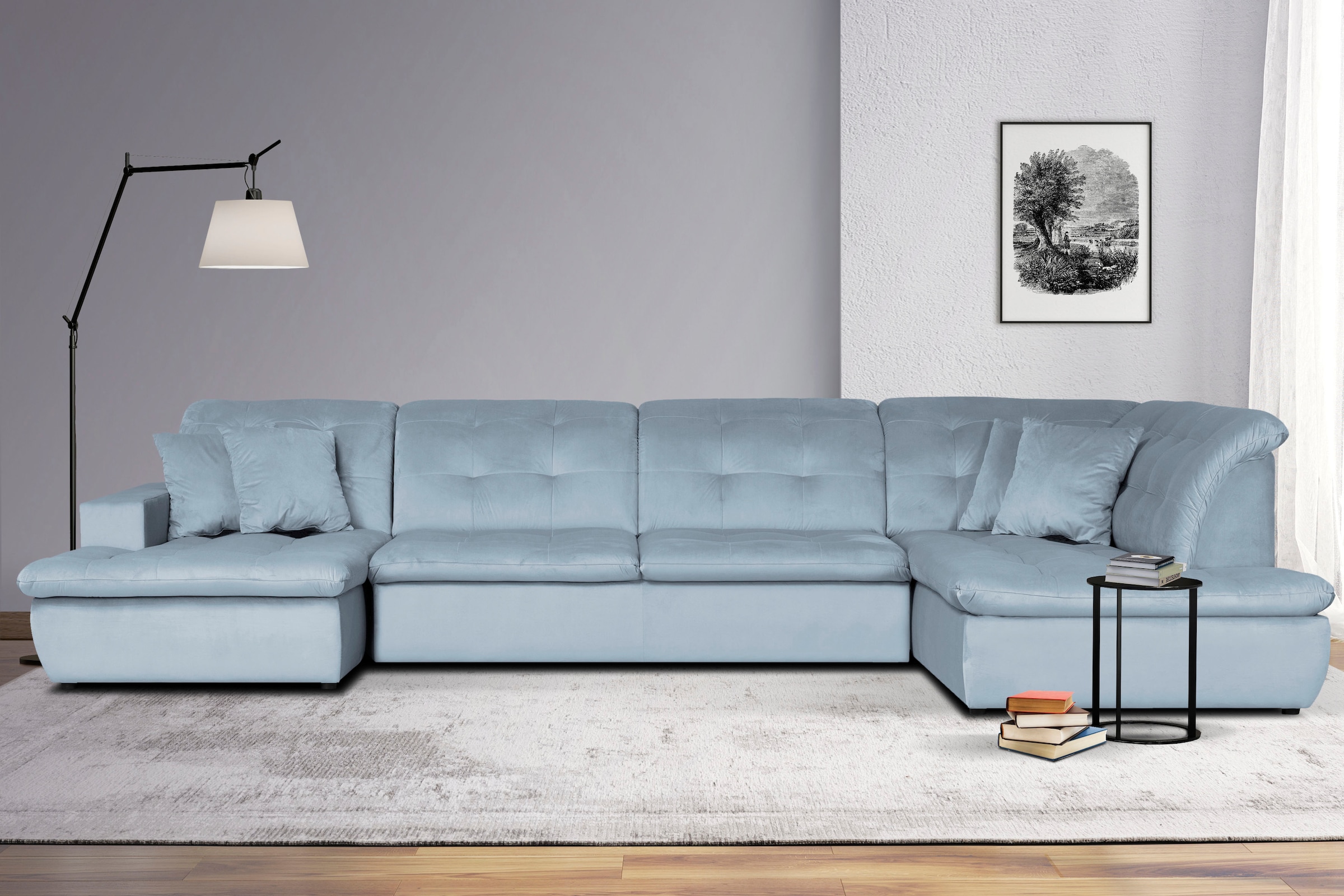 INOSIGN Wohnlandschaft »BRISBANE NEU U-Form«, mit feiner Steppung, Matten-Optik, incl. Zierkissen