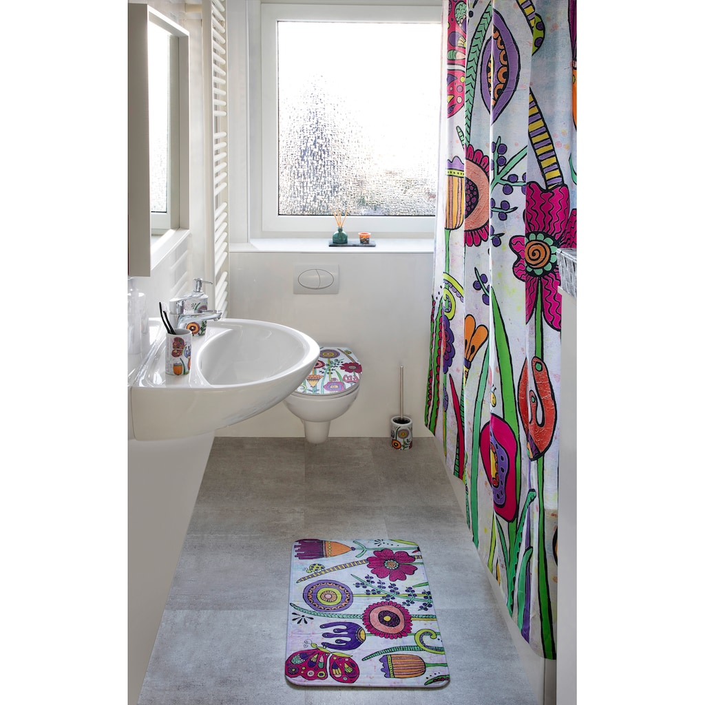 WENKO WC-Garnitur »Rollin'Art Full Bloom«, aus Keramik, freistehend, inkl. WC-Bürste