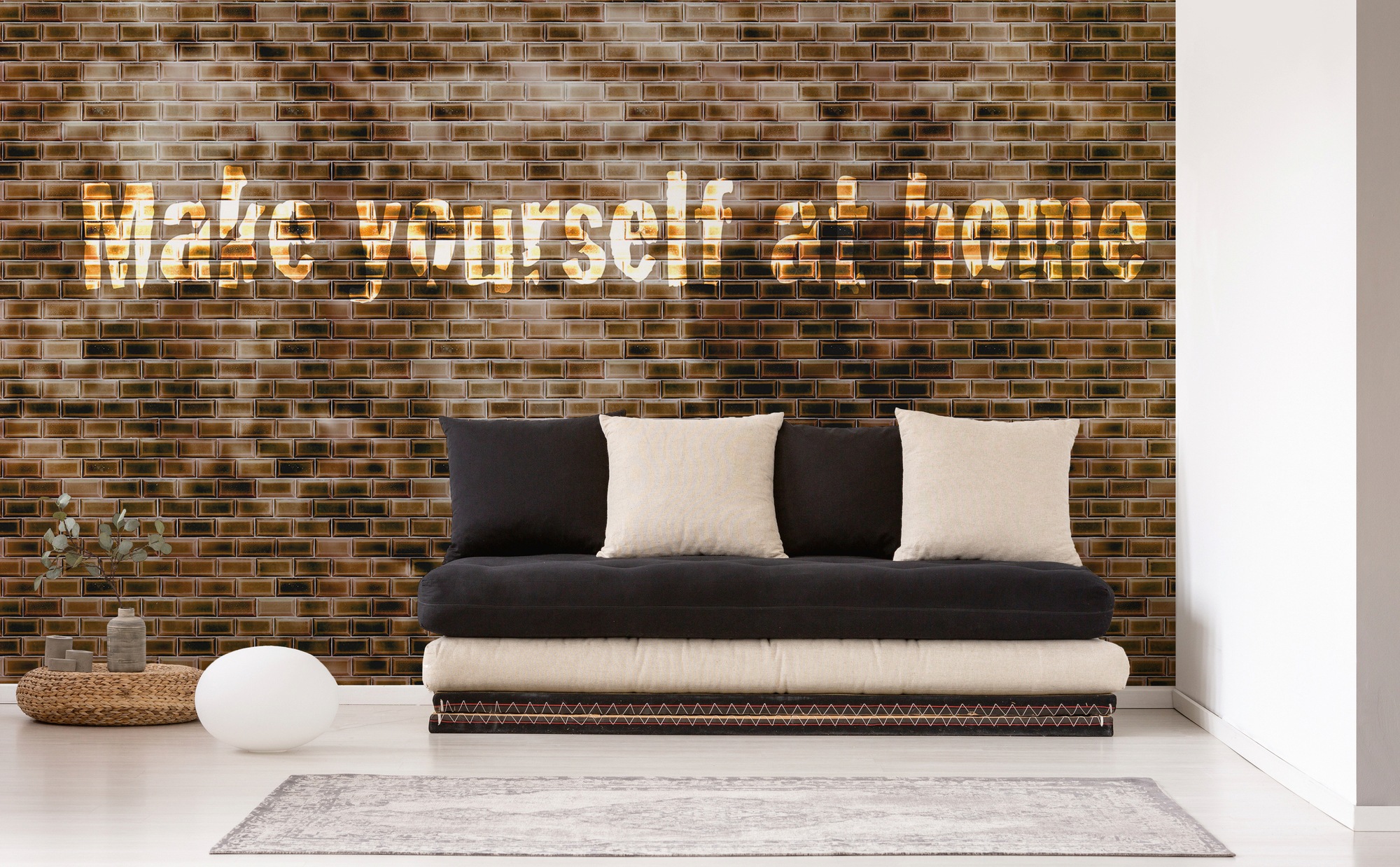 Architects Paper Fototapete »Atelier 47 Black Tiles«, Steinoptik-mit Schrift, Vlies, Wand, Schräge, Decke