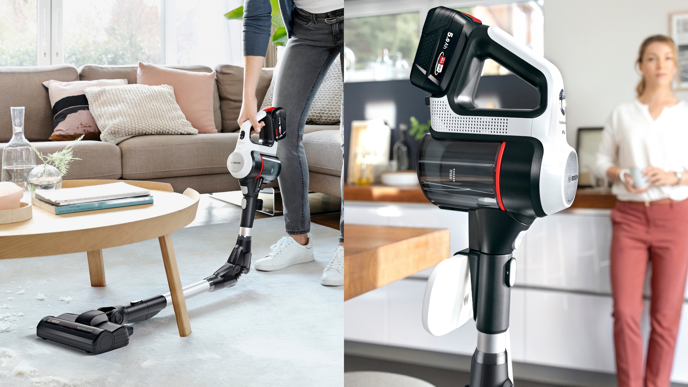 BOSCH Akku-Bodenstaubsauger »Unlimited 7 BSS715CARP/BSS715FRSH, 5.0 Ah Akku, Knickrohr« 10 Jahre Motorgarantie, Schnellladegerät, Made in Germany