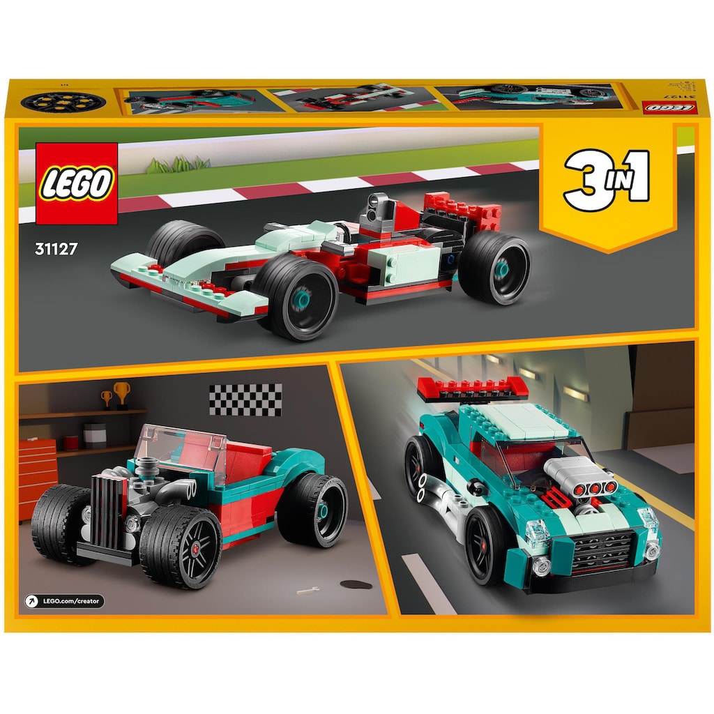 LEGO® Konstruktionsspielsteine »Straßenflitzer (31127), LEGO® Creator 3in1«, (258 St.)