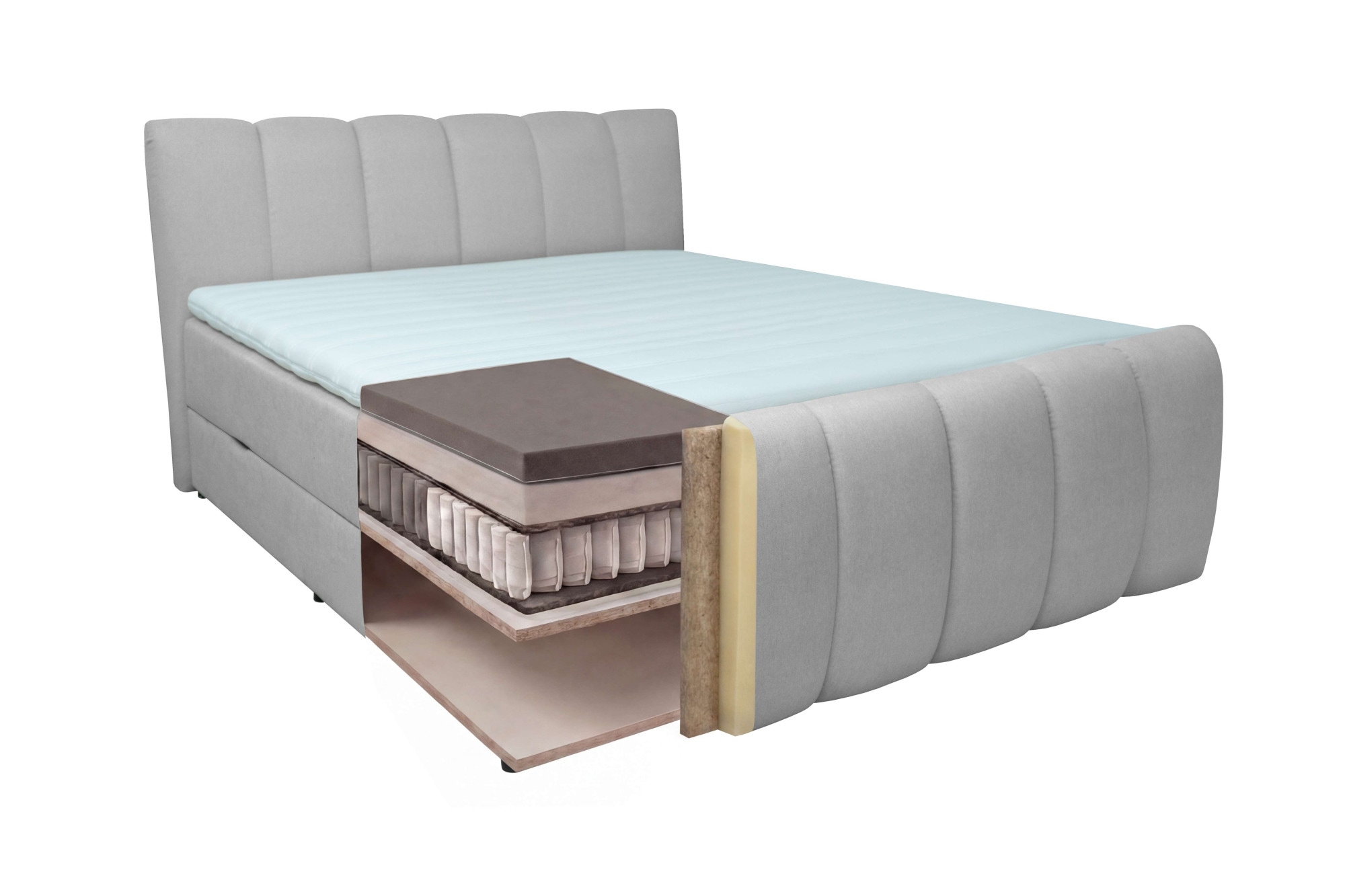 OTTO home Boxbett »DORA, Doppelbett inkl. Bettkasten, Federkernbett, Breiten: 160, 180 cm« Boxbett: 5-Z-Taschenfederkern im Unterbau, Härtegrad 3, inkl. Topper