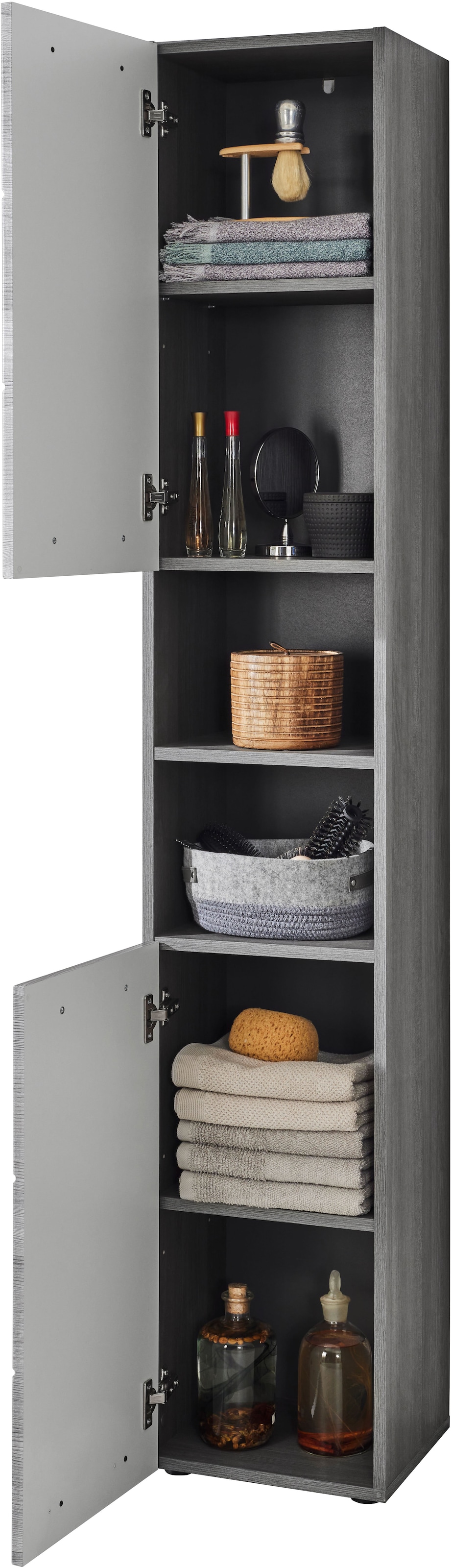 BASIC by Balculina Hochschrank »Silver,Badezimmerschrank BxHxT 34x190x30« 1 Stk. tlg. Breite 34cm, Tür L/R monierbar, FSC-Mix 70%