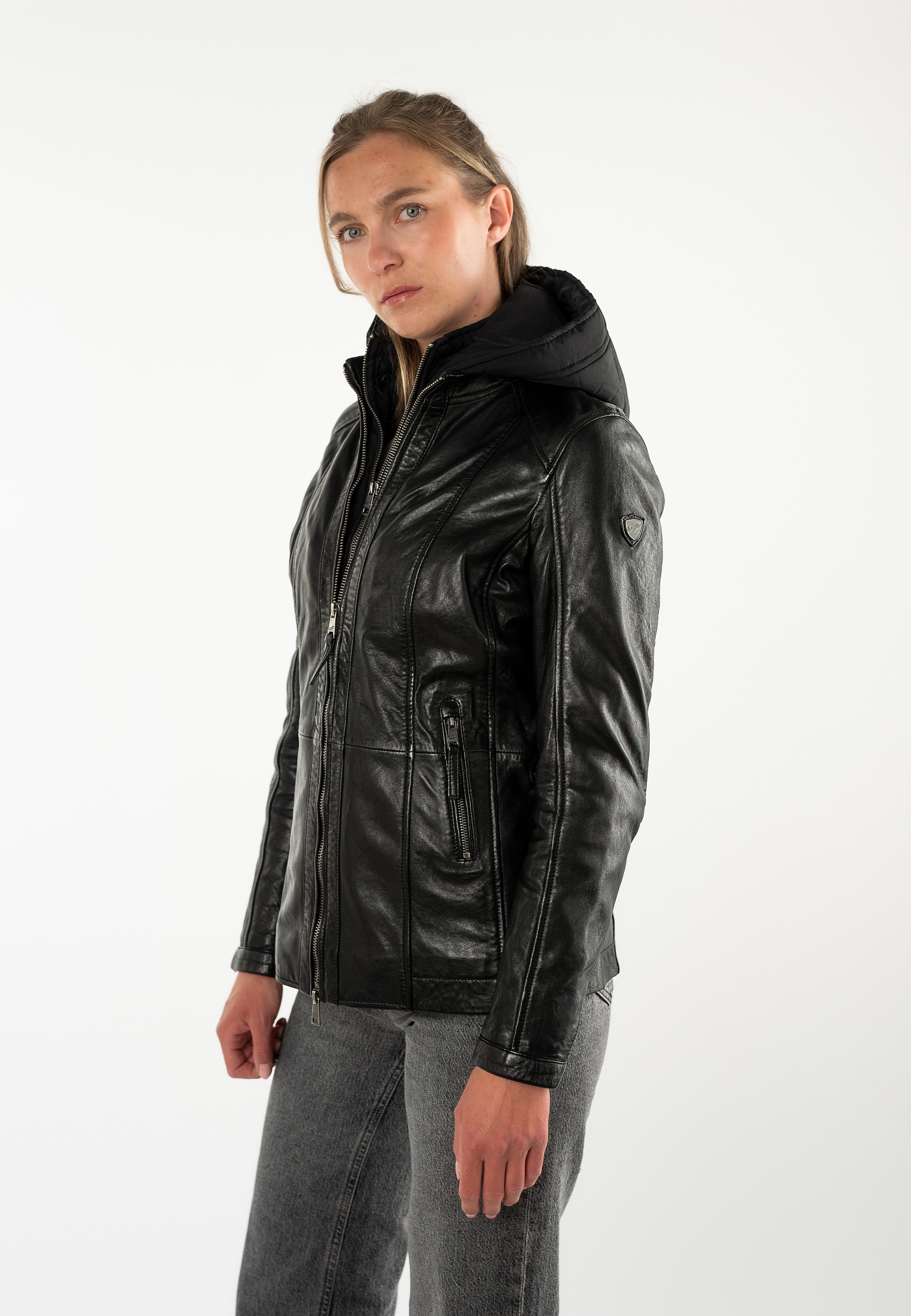Mauritius Lederjacke »MWIvara« mit Kapuze mit abnehmbarer Kapuze