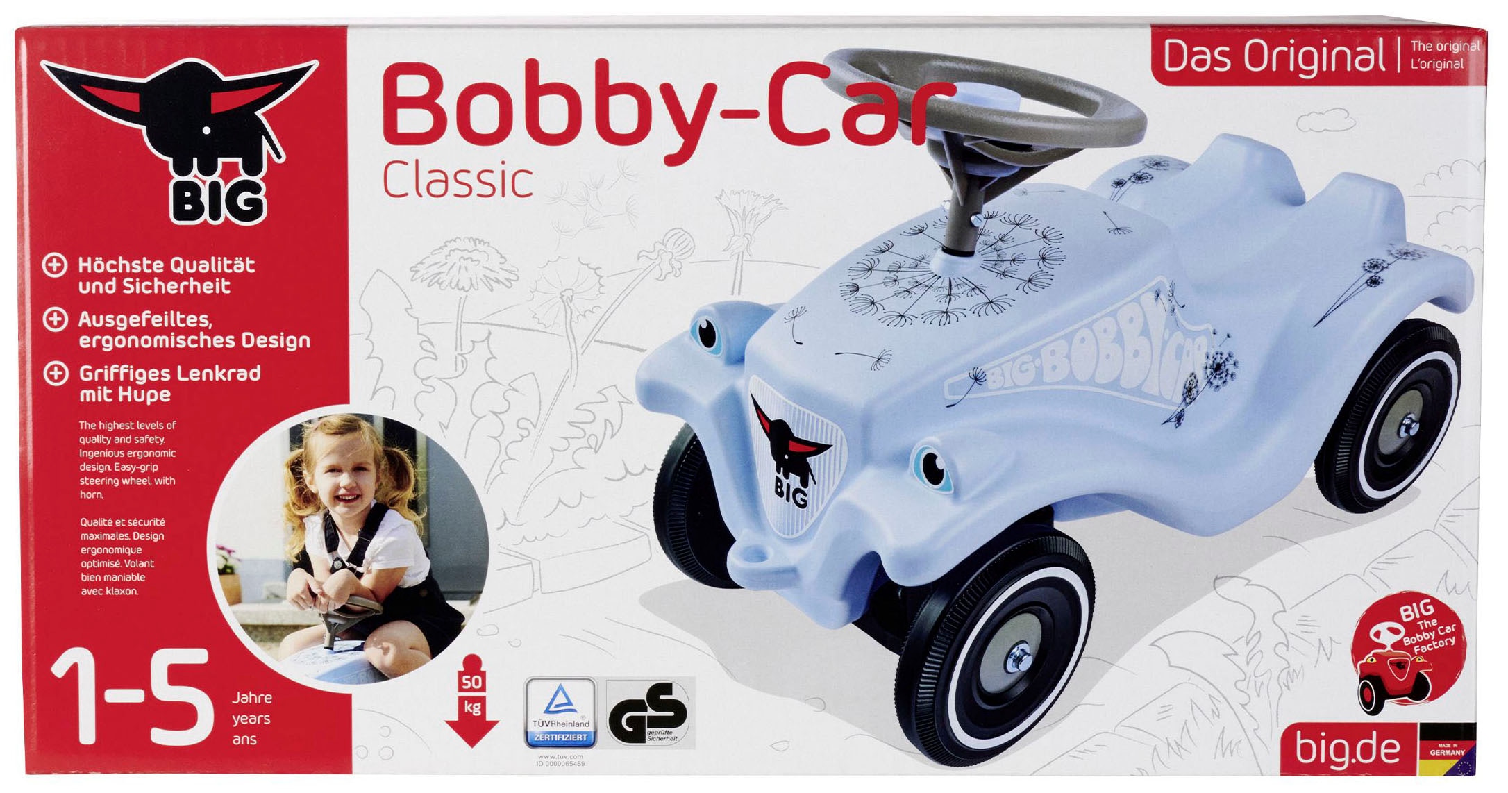 BIG Rutscherauto »BIG Bobby-Car-Classic Blowball, hellblau«, Made in Germany