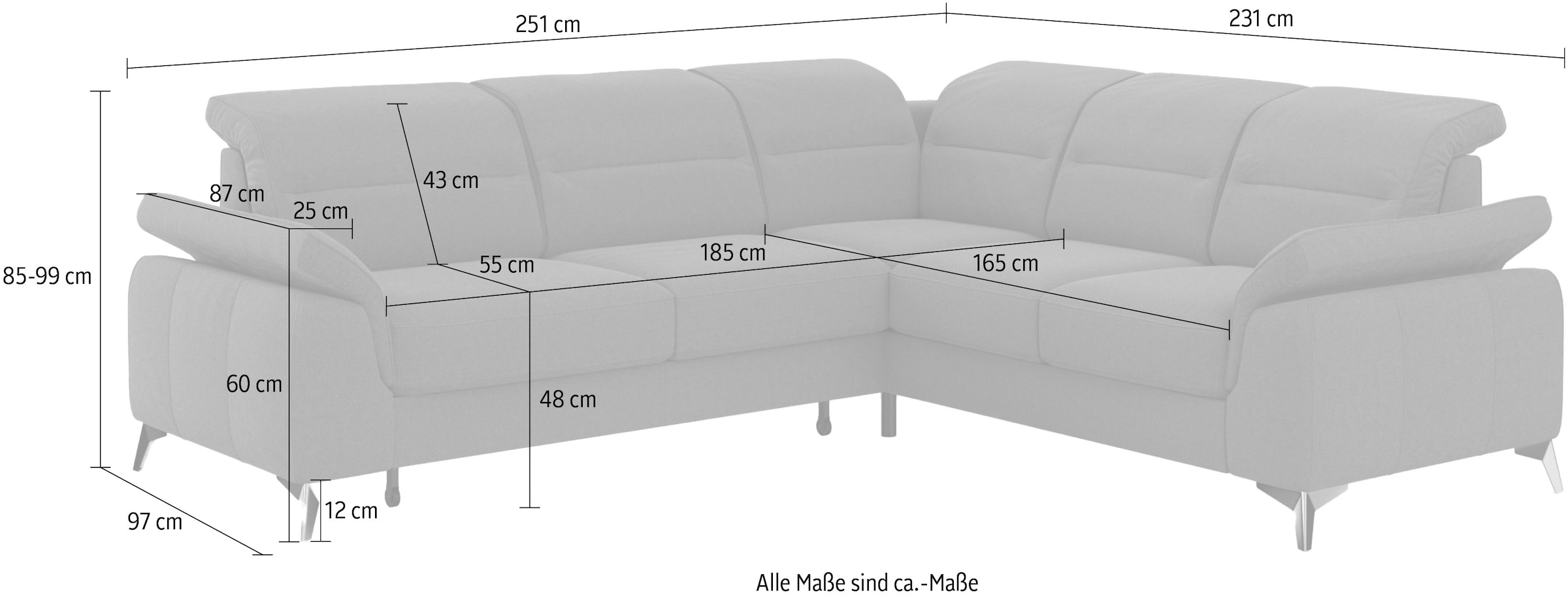 sit&more Ecksofa »Sinatra L-Form«, optional mit Kopfteilverstellung und Armteilfunktion