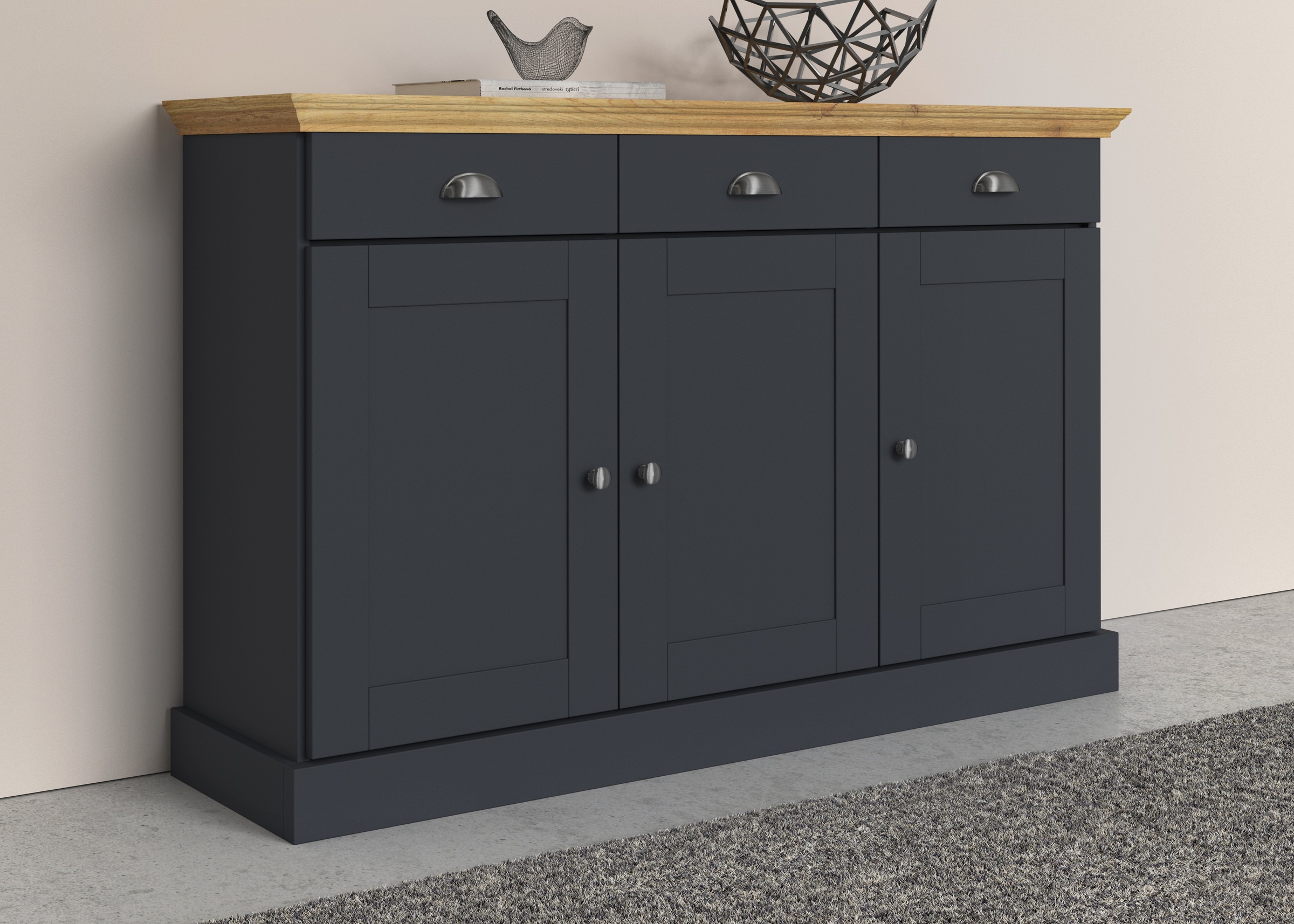 Home affaire Sideboard »Motala«, Kommode, 3 Schubladen und 2 verstellbare E günstig online kaufen