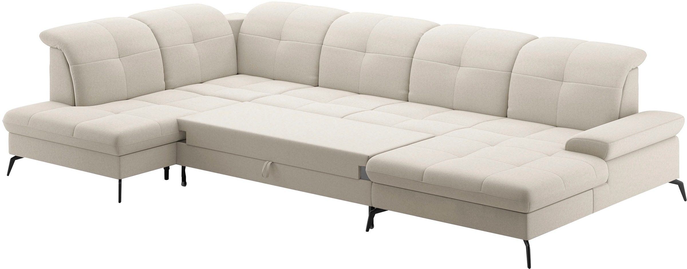 sit&more Wohnlandschaft »Amica, U-Form, inkl. Sitztiefenverstellung und Armteilverstellung«, wahlweise mit Kopfteilverstellung, Bettfunktion und Bettkasten